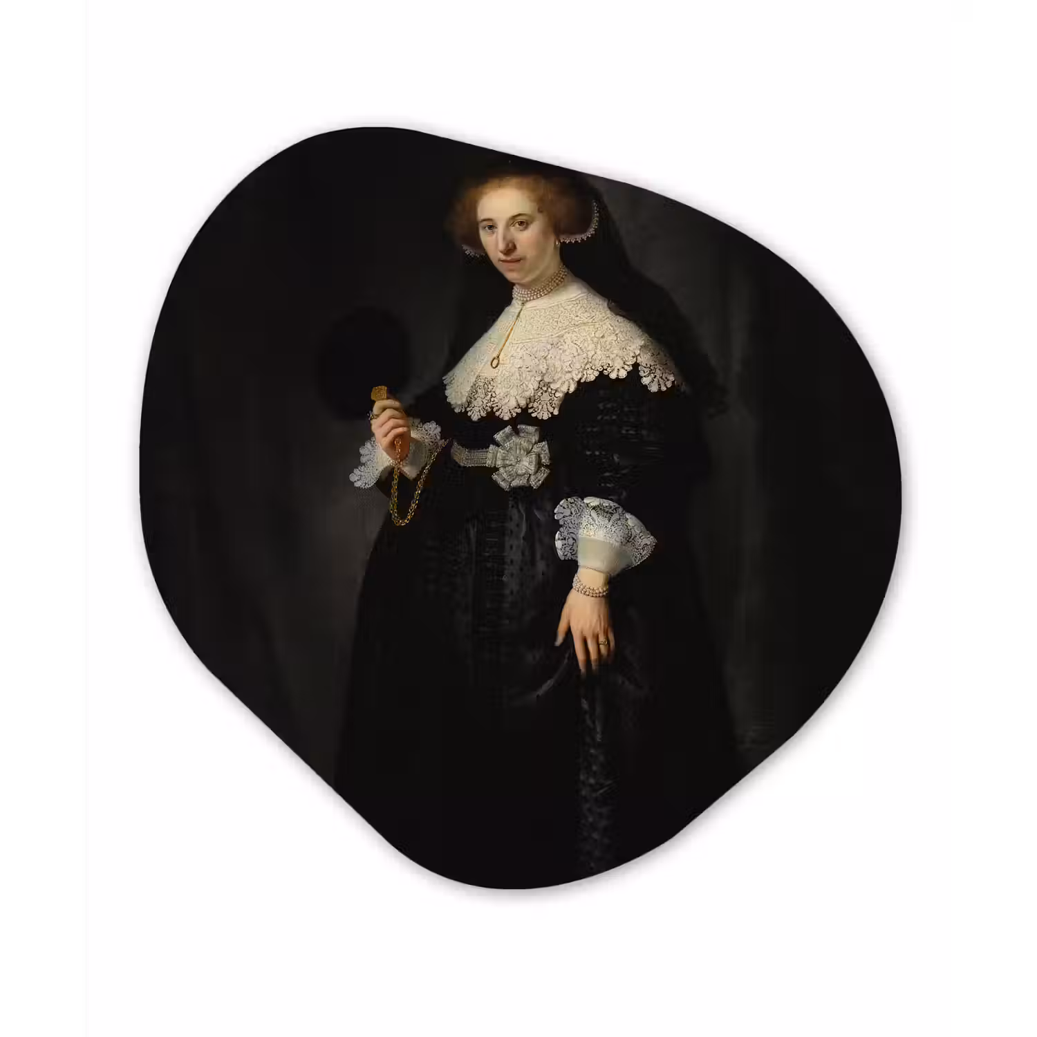 Het huwelijksportret van Oopjen Coppit - Rembrandt van Rijn Wandcirkel Organisch Forex 3mm klein -3d