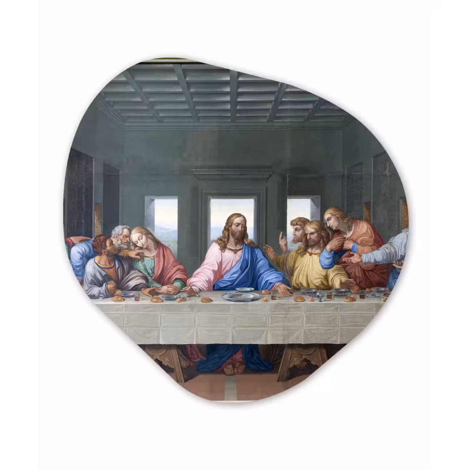 Het laatste avondmaal - Leonardo da Vinci Wandcirkel Organisch Forex 3mm klein -3d