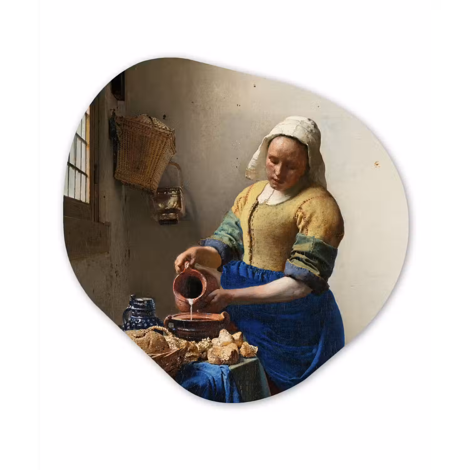 Het melkmeisje - Kunst - Oude meesters - Vermeer Wandcirkel Organisch Forex 3mm klein -3d