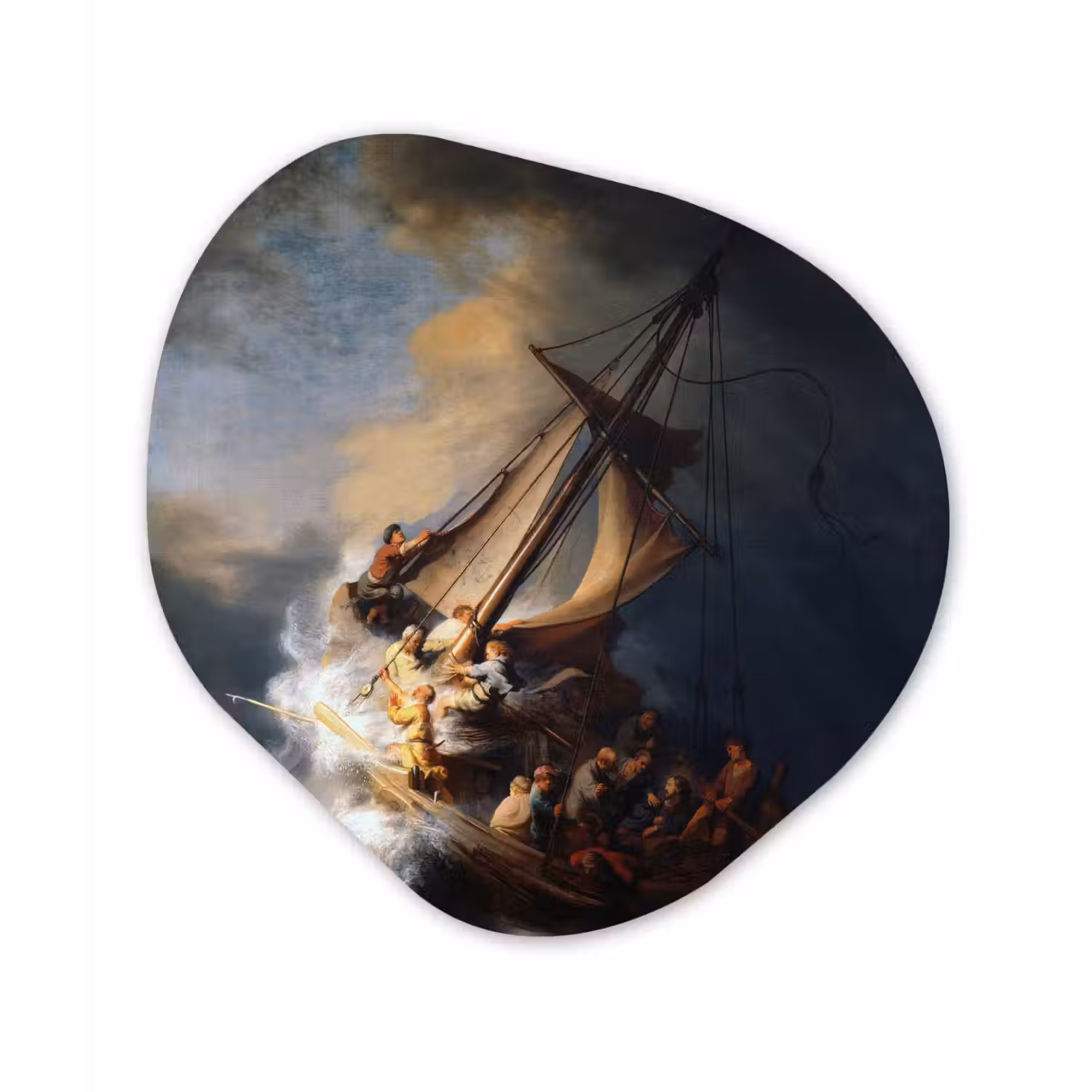 De storm op het meer van Galilea - Rembrandt van Rijn Wandcirkel Organisch Forex 3mm klein -3d