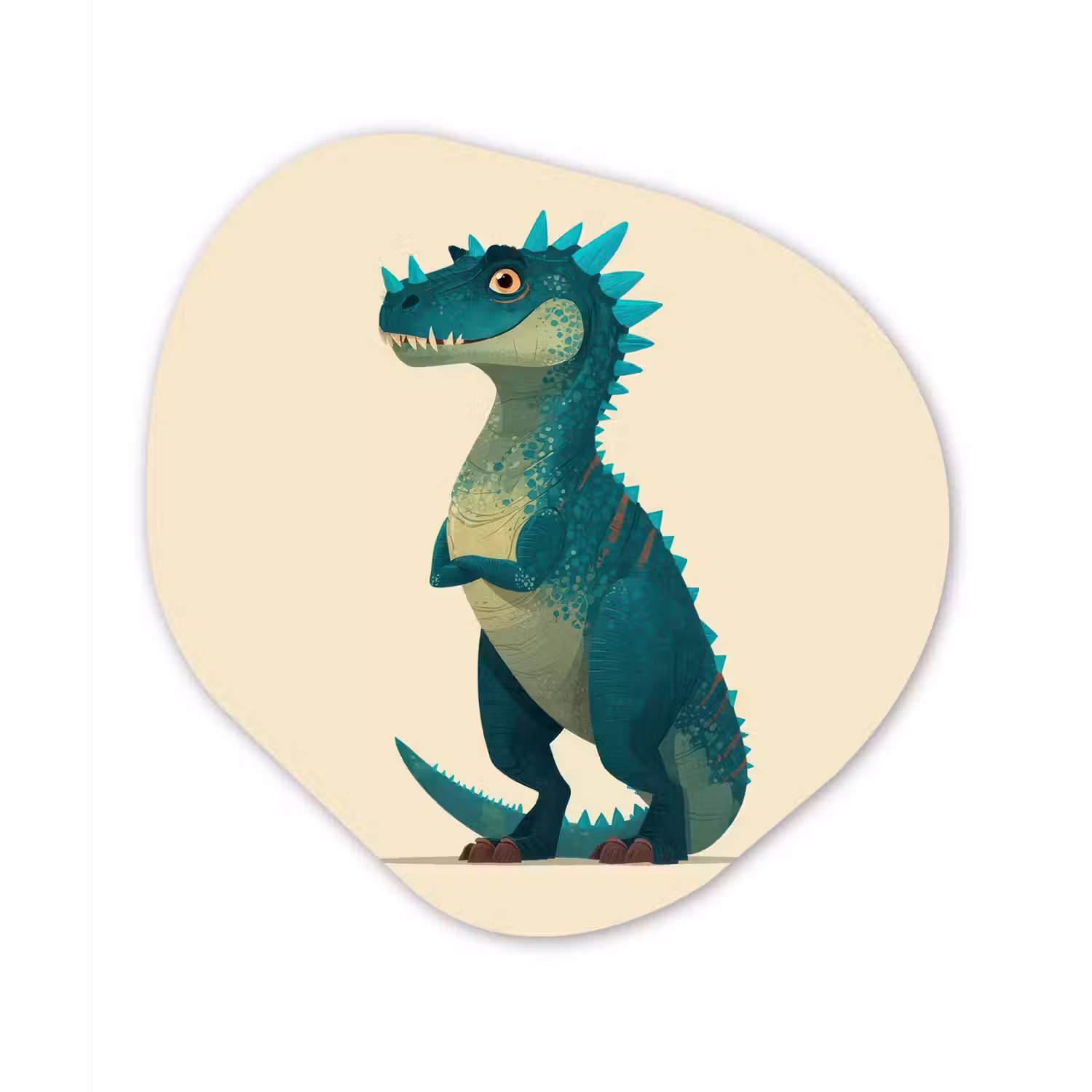Dinosaurus - Turquoise - Stekels Wandcirkel Organisch Forex 3mm klein -3d