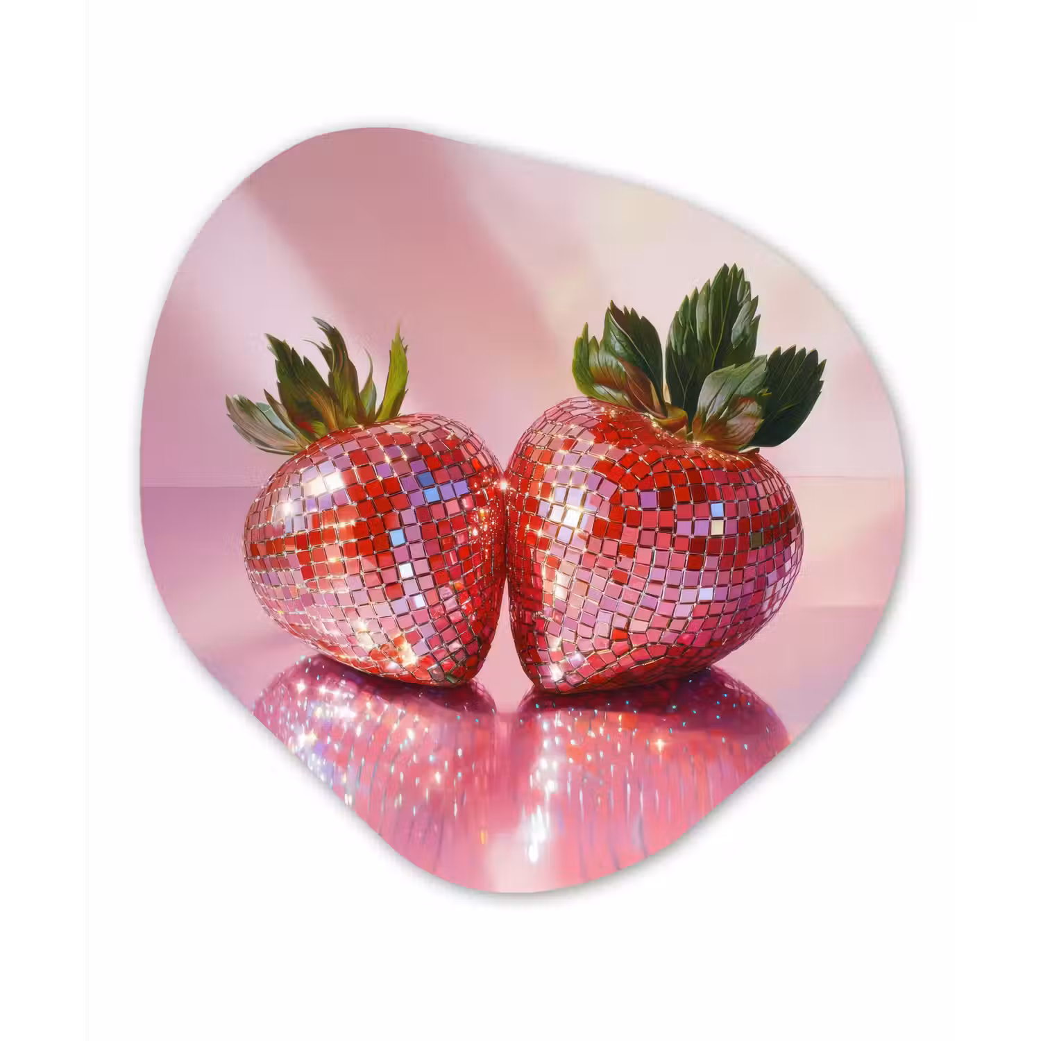 Disco - Fruit - Glitter - Strawberry Wandcirkel Organisch Forex 3mm klein -3d