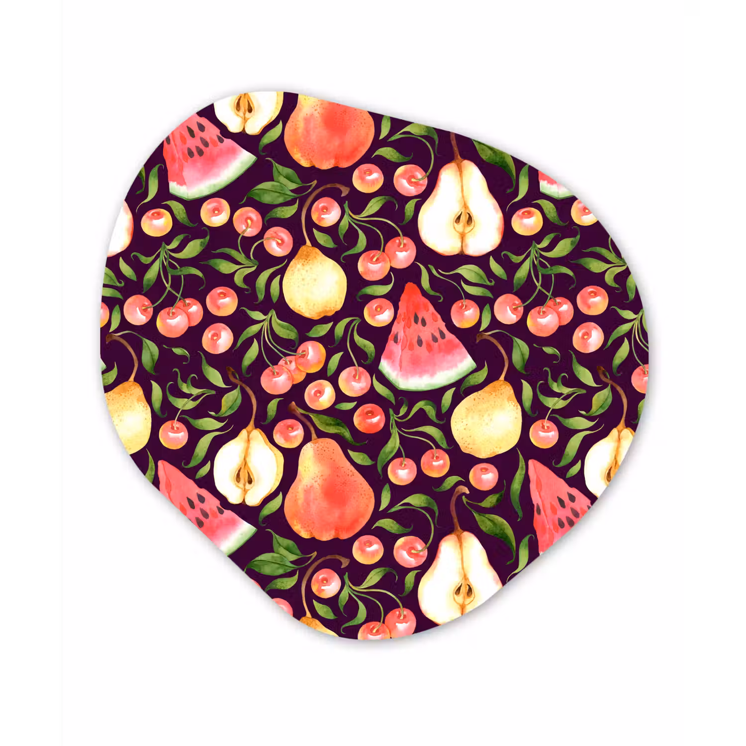 Donker - Bladeren - Fruit - Patroon Wandcirkel Organisch Forex 3mm klein 629 -3d