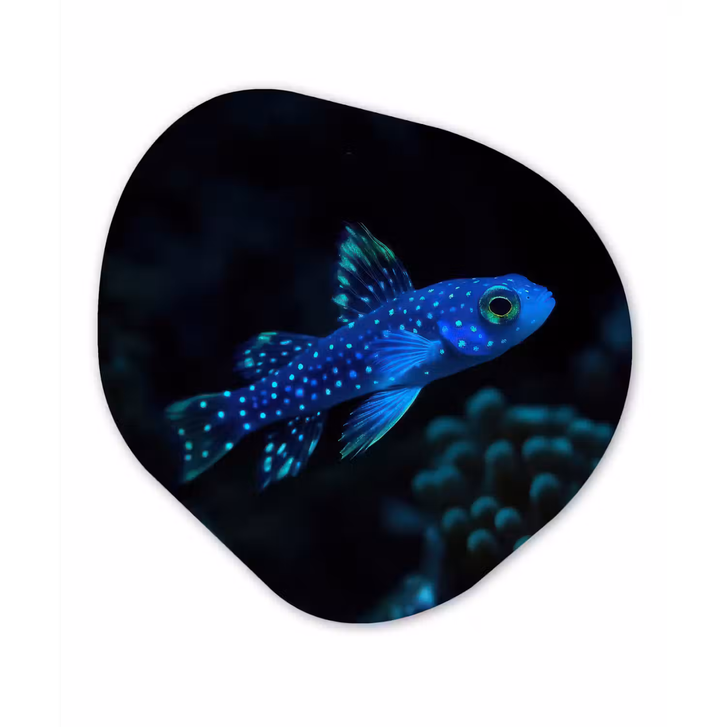 Vis - Stippen - Koraal - Blauw Wandcirkel Organisch Forex 3mm klein -3d