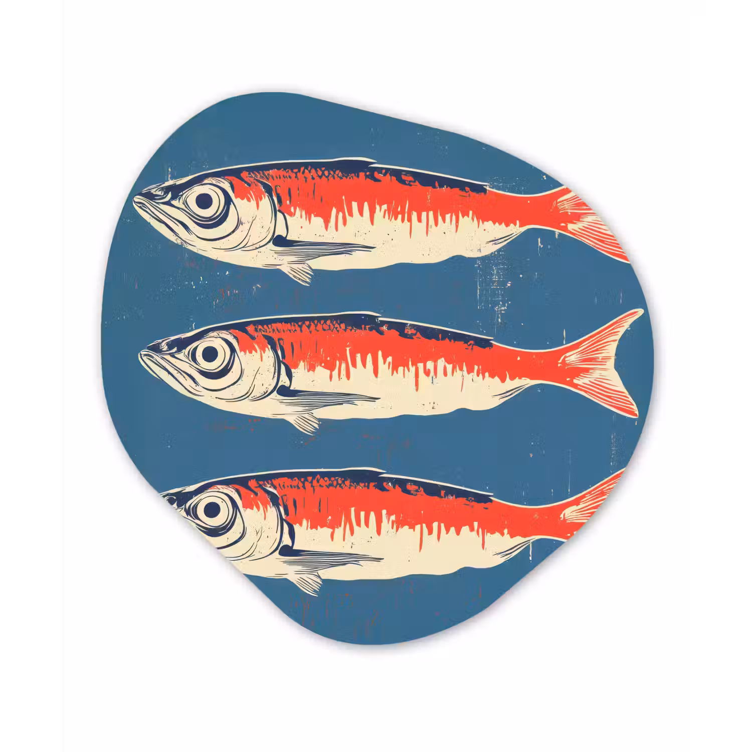 Vissen - Rood - Blauw Wandcirkel Organisch Forex 3mm klein -3d