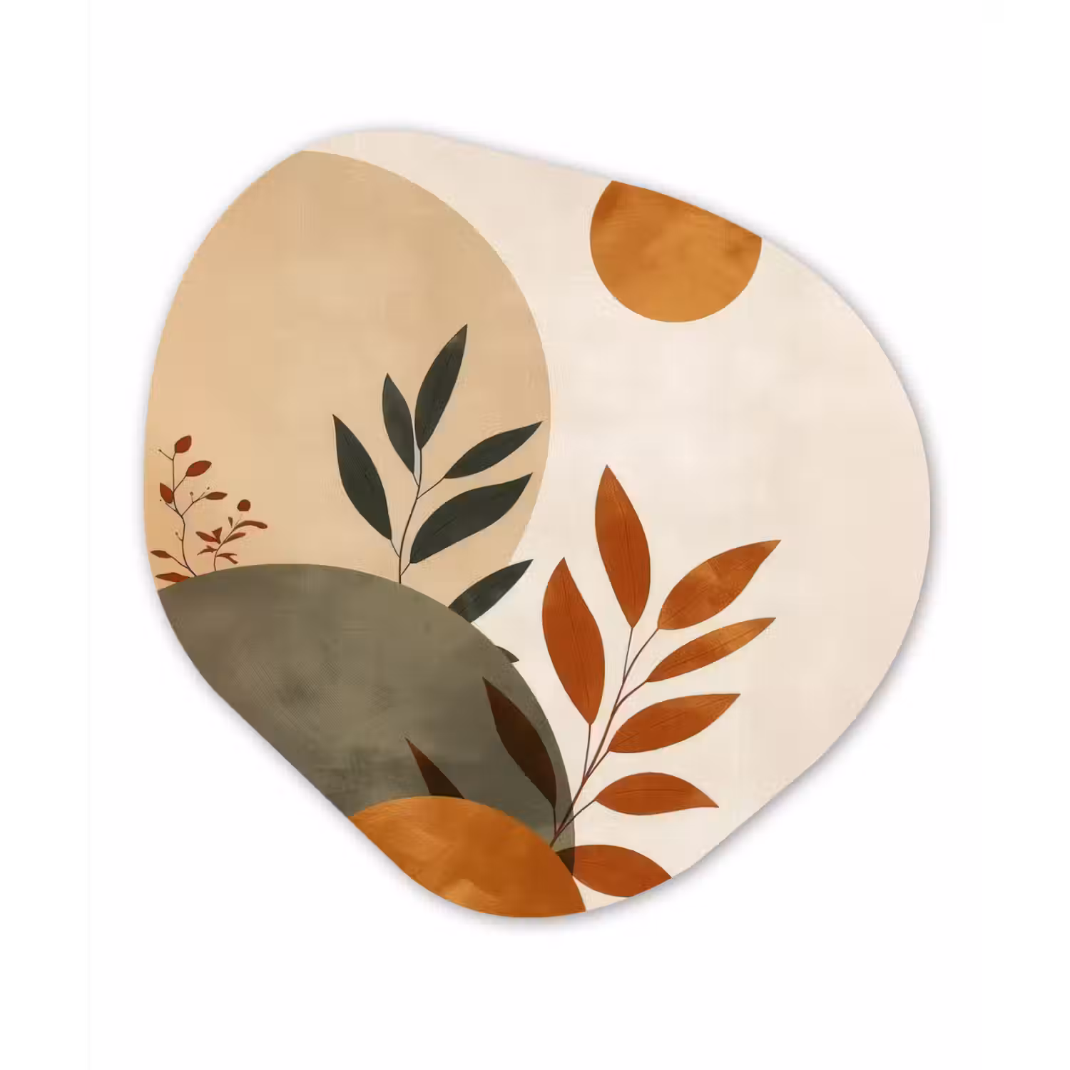 Vormen - Rond - Bladeren - Beige Wandcirkel Organisch Forex 3mm klein -3d