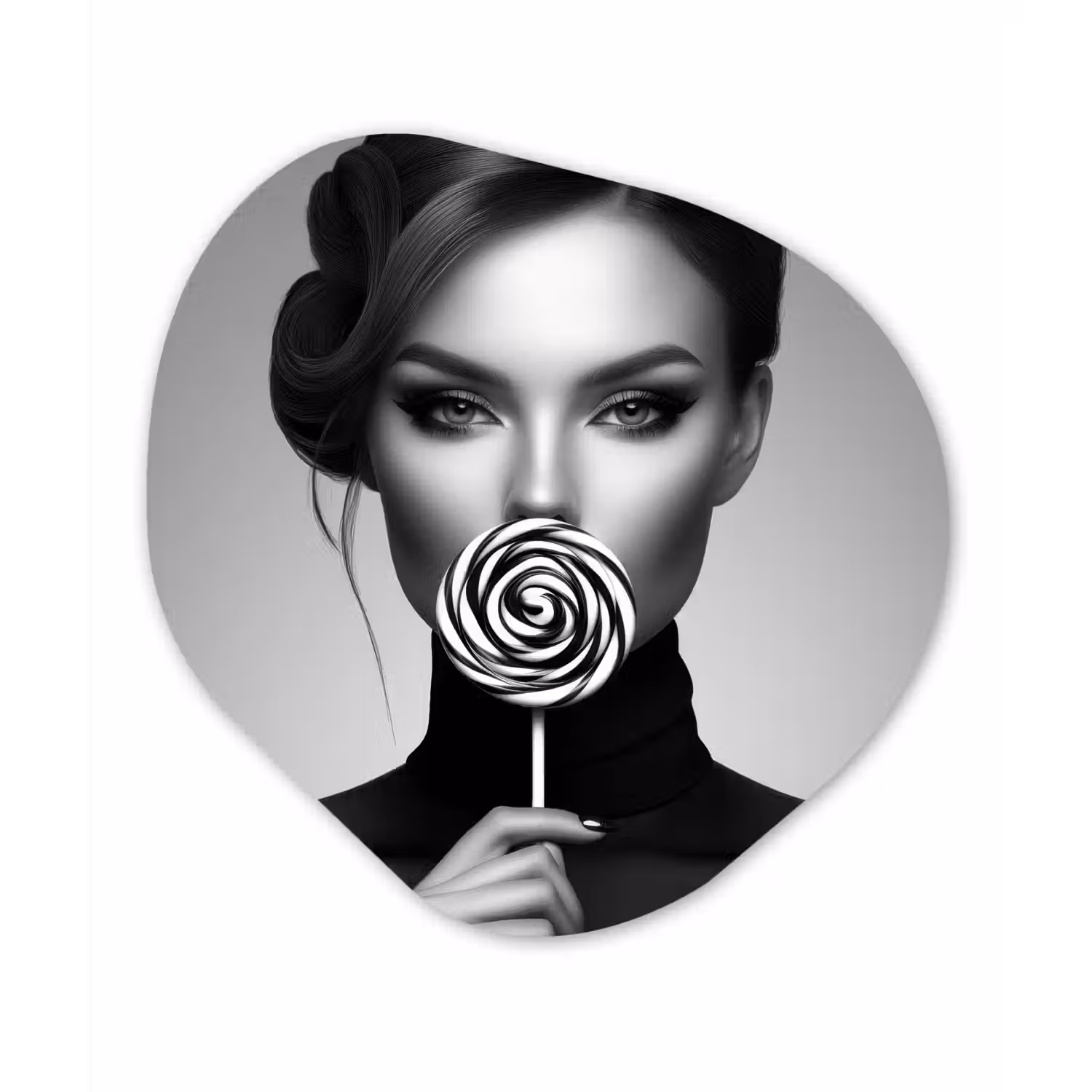 Vrouw - Lolly - Zwart Wandcirkel Organisch Forex 3mm klein -3d