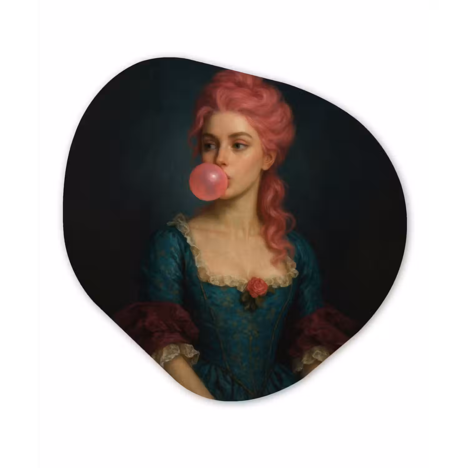 Vrouw - Portret - Kauwgombel Wandcirkel Organisch Forex 3mm klein -3d
