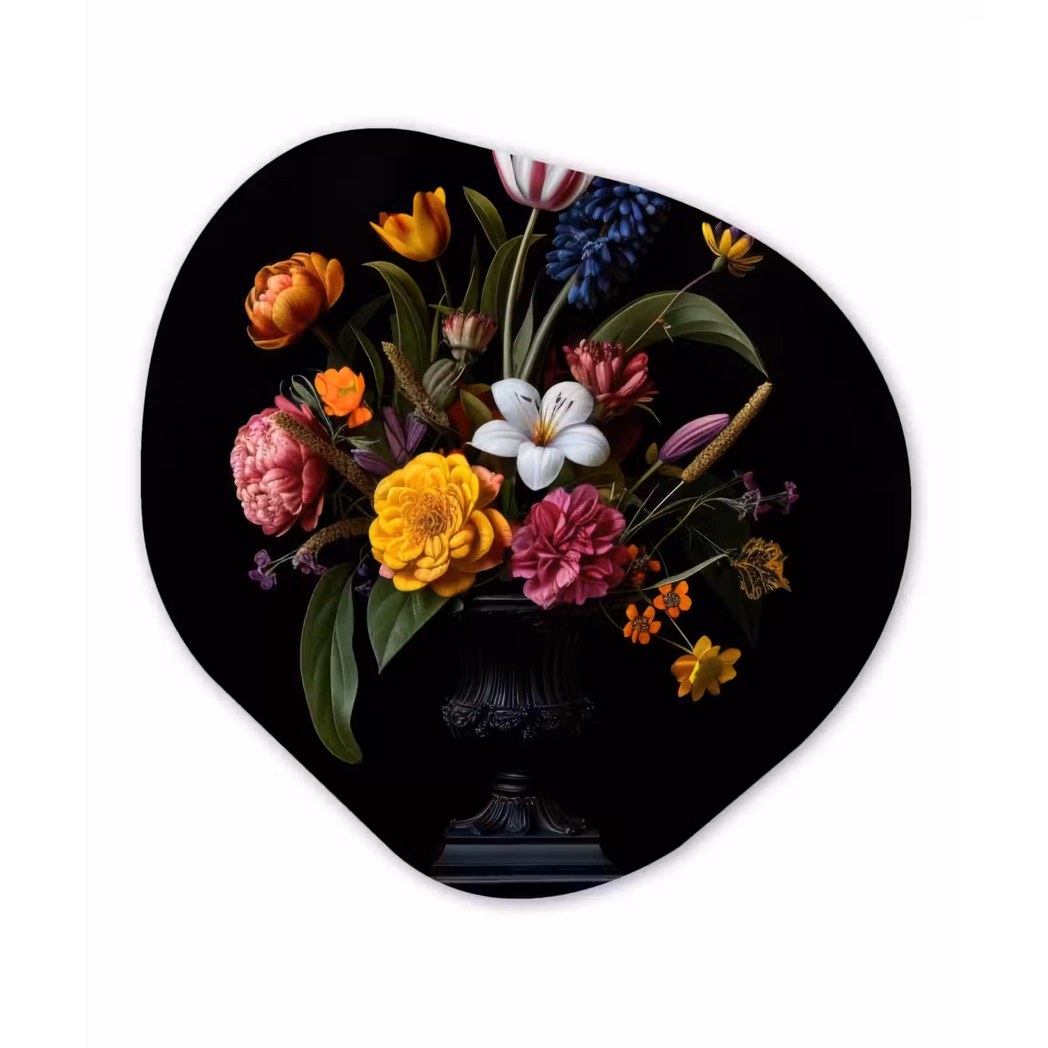 Lente - Bloemen - Klassiek - Vaas Wandcirkel Organisch Forex 3mm klein -3d