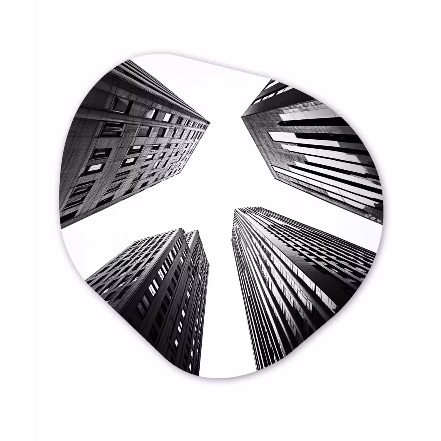 Gebouwen - Lucht - Zwart Wandcirkel Organisch Forex 3mm klein -3d