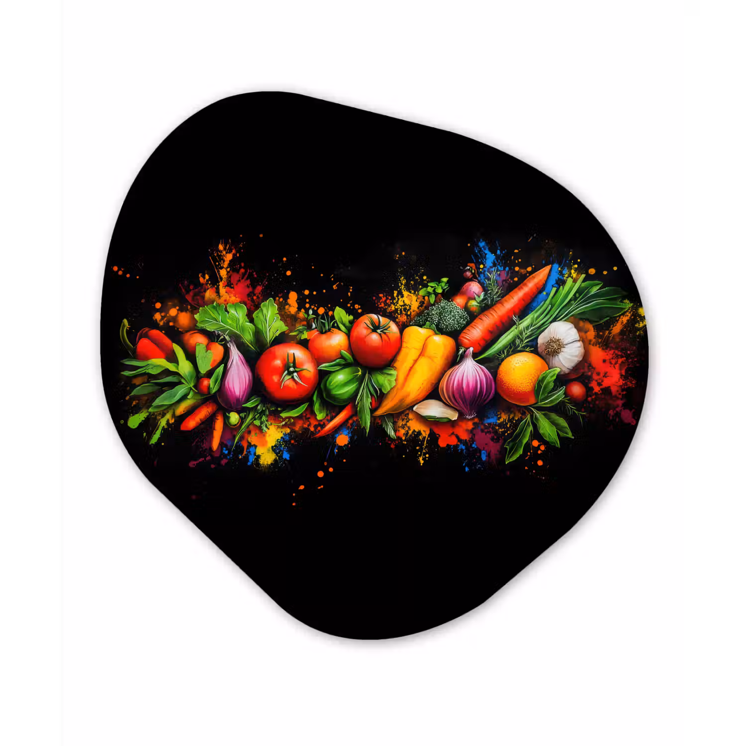 Groente - Eten - Kruiden - Graffiti - Koken Wandcirkel Organisch Forex 3mm klein -3d