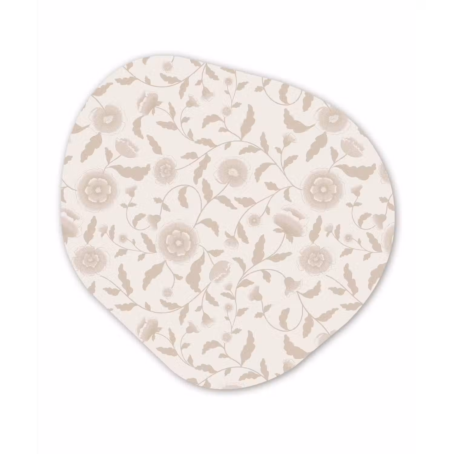 Sierlijk - Bloemen - Beige Wandcirkel Organisch Forex 3mm klein 629 -3d