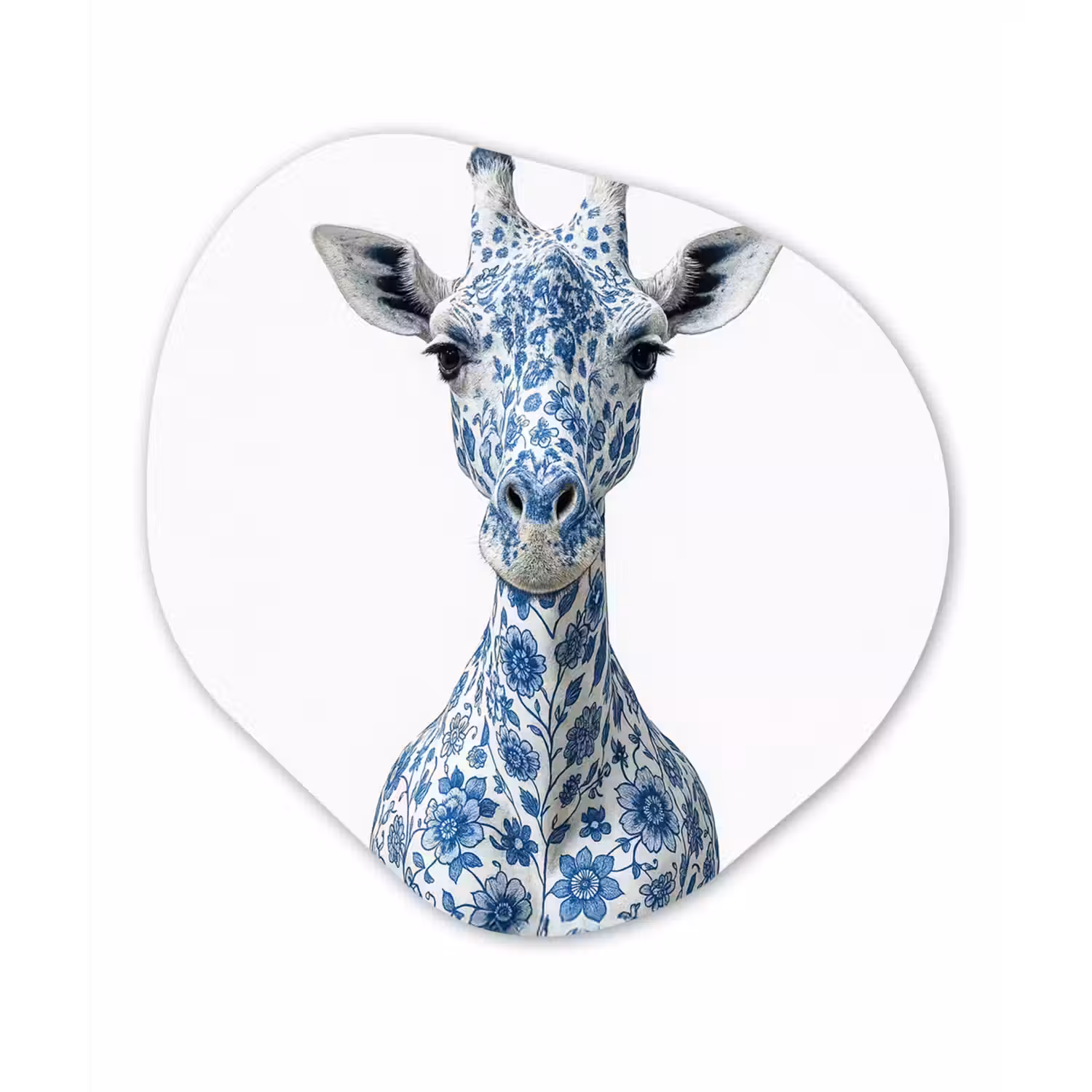 Giraffe - Delfts blauw - Dieren - Minimalistisch Wandcirkel Organisch Forex 3mm klein -3d