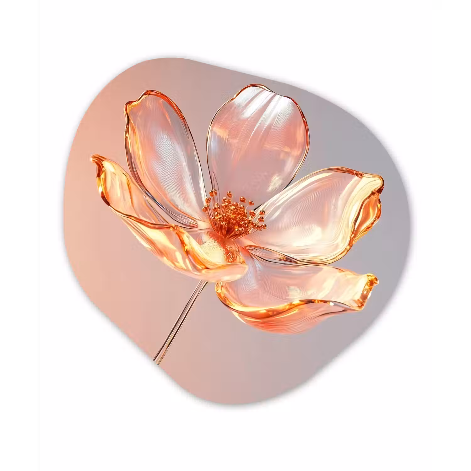 Glazen - Bloem - Roze Wandcirkel Organisch Forex 3mm klein -3d