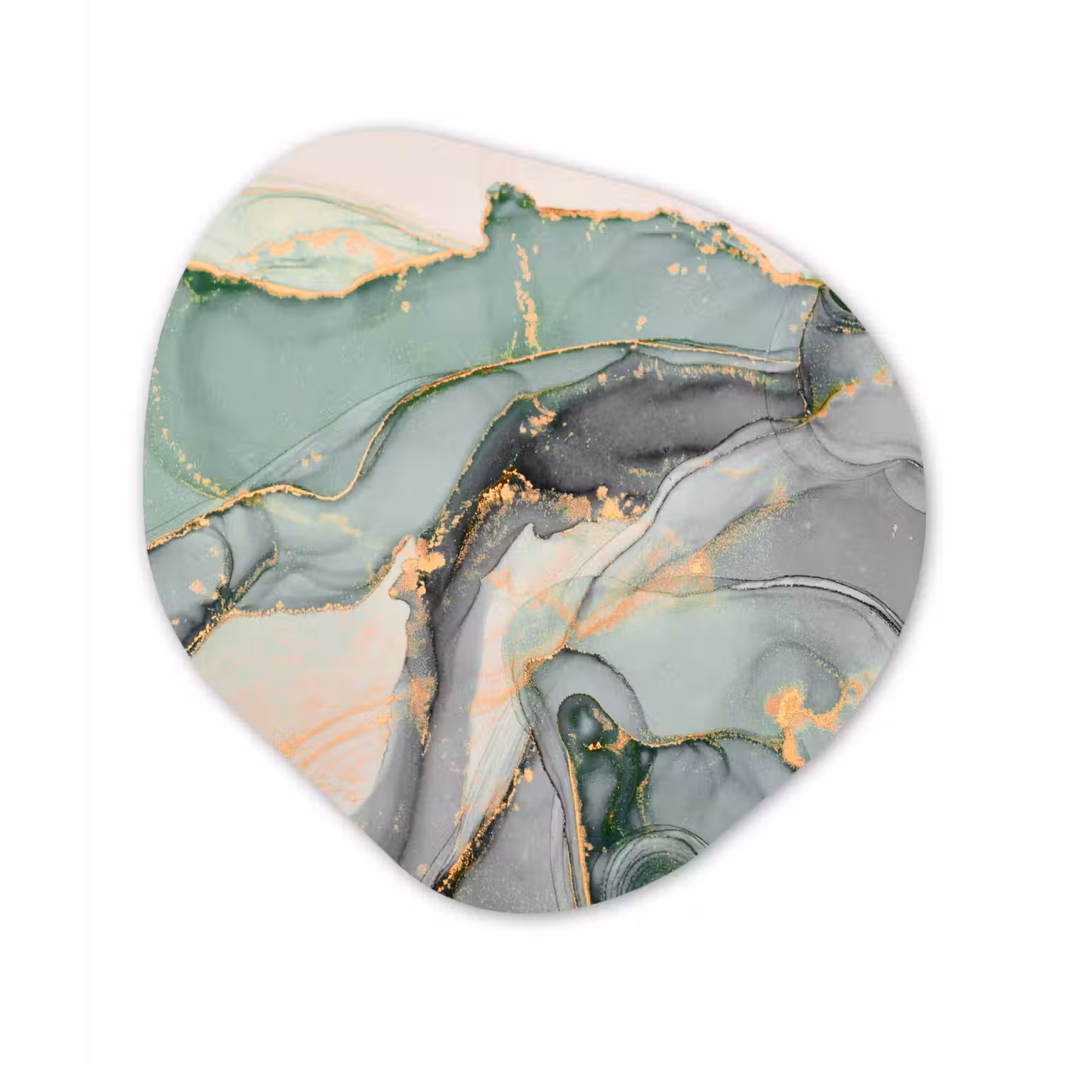 Goud - Marmer - Groen - luxe - Glitter - Marmerlook Wandcirkel Organisch Forex 3mm klein -3d