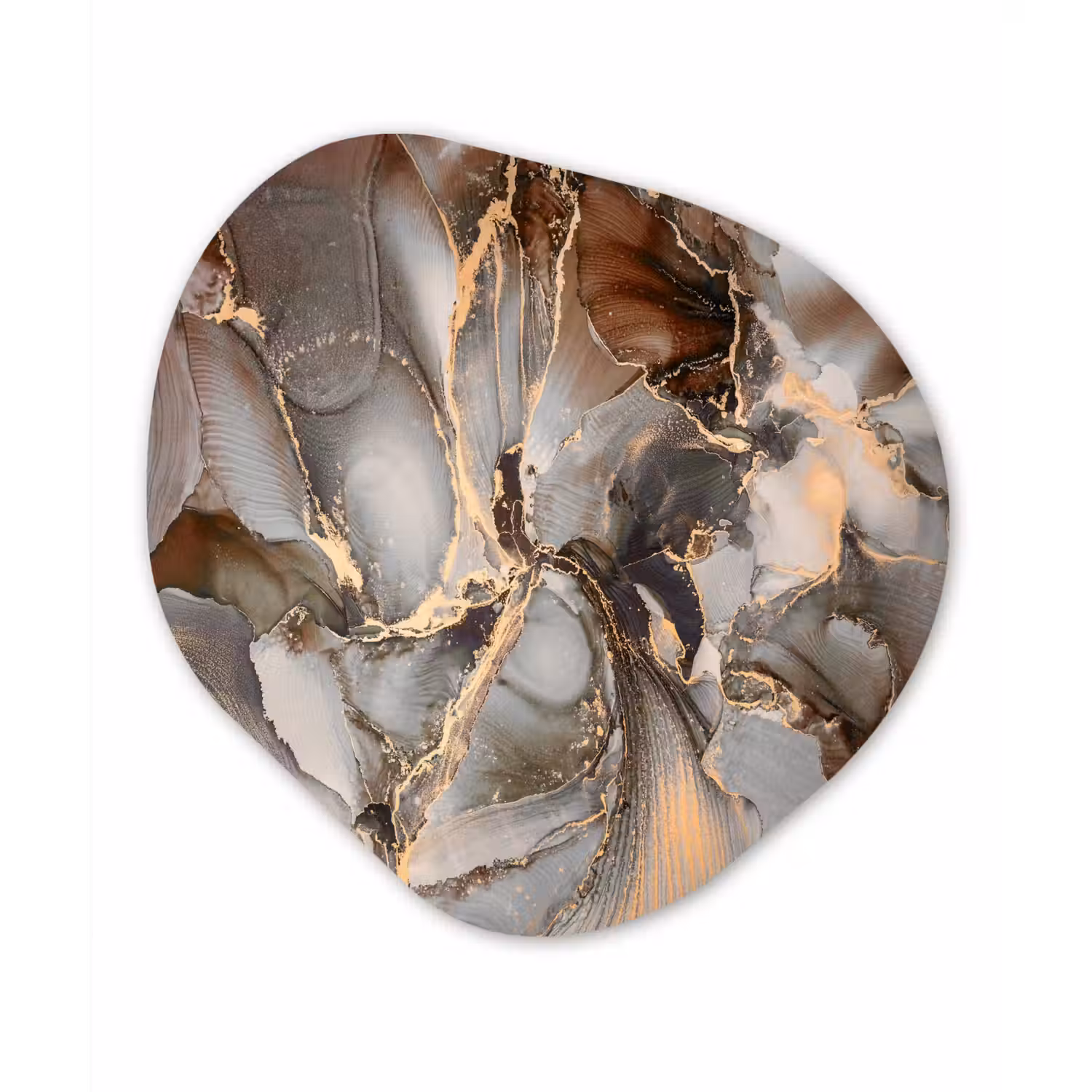 Grijs - Goud - Marmer - Marmerlook Wandcirkel Organisch Forex 3mm klein -3d