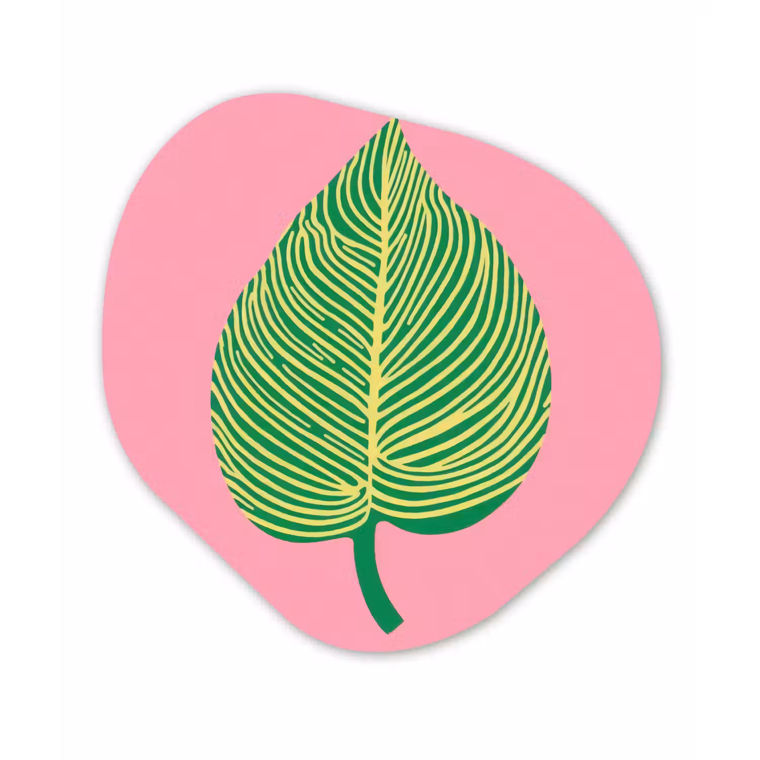 Illustratie - Blad - Minimalistisch - Groen Wandcirkel Organisch Forex 3mm klein -3d