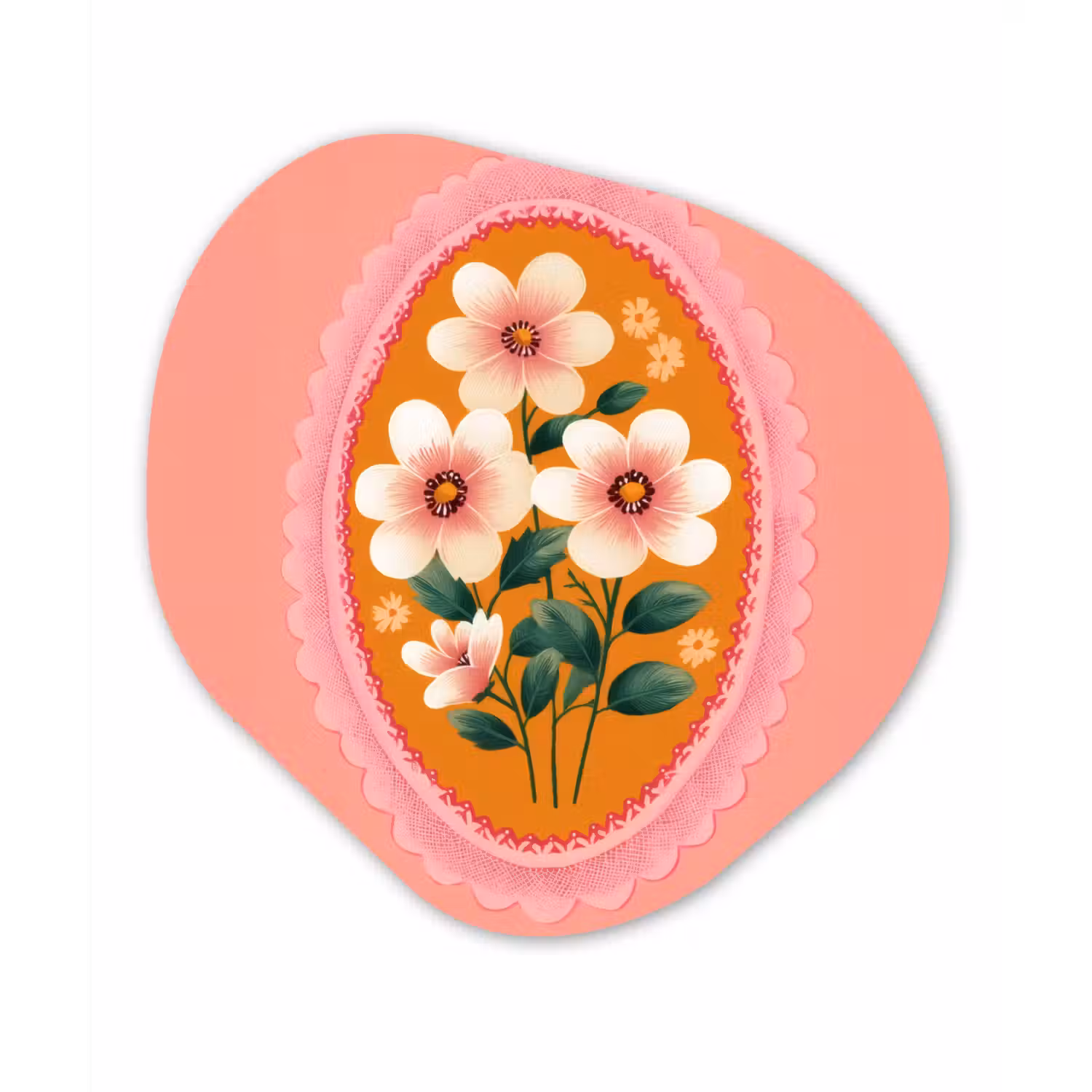 Illustratie - Bloemen - Rand - Roze Wandcirkel Organisch Forex 3mm klein -3d