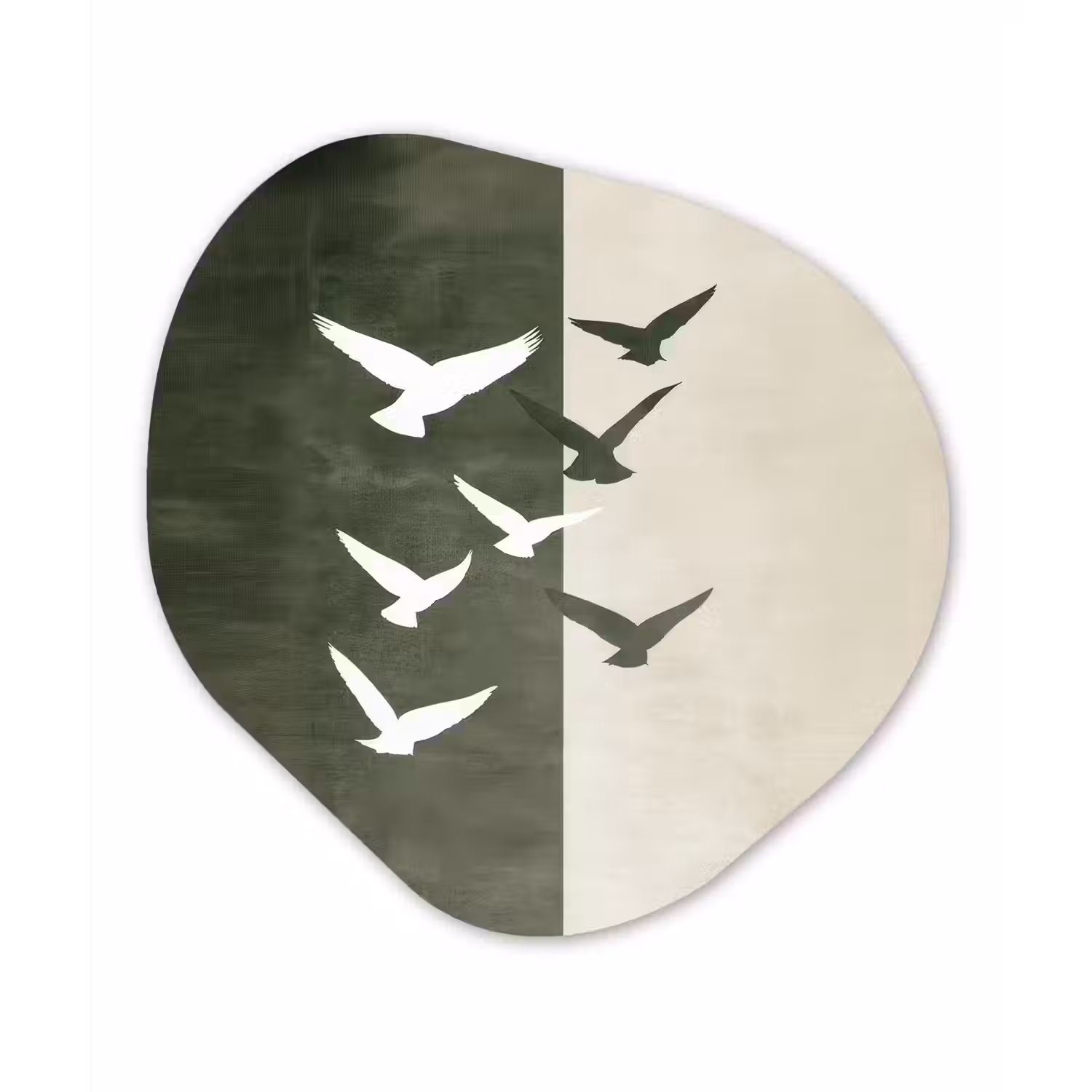 Japandi - Vogel - Groen Wandcirkel Organisch Forex 3mm klein -3d