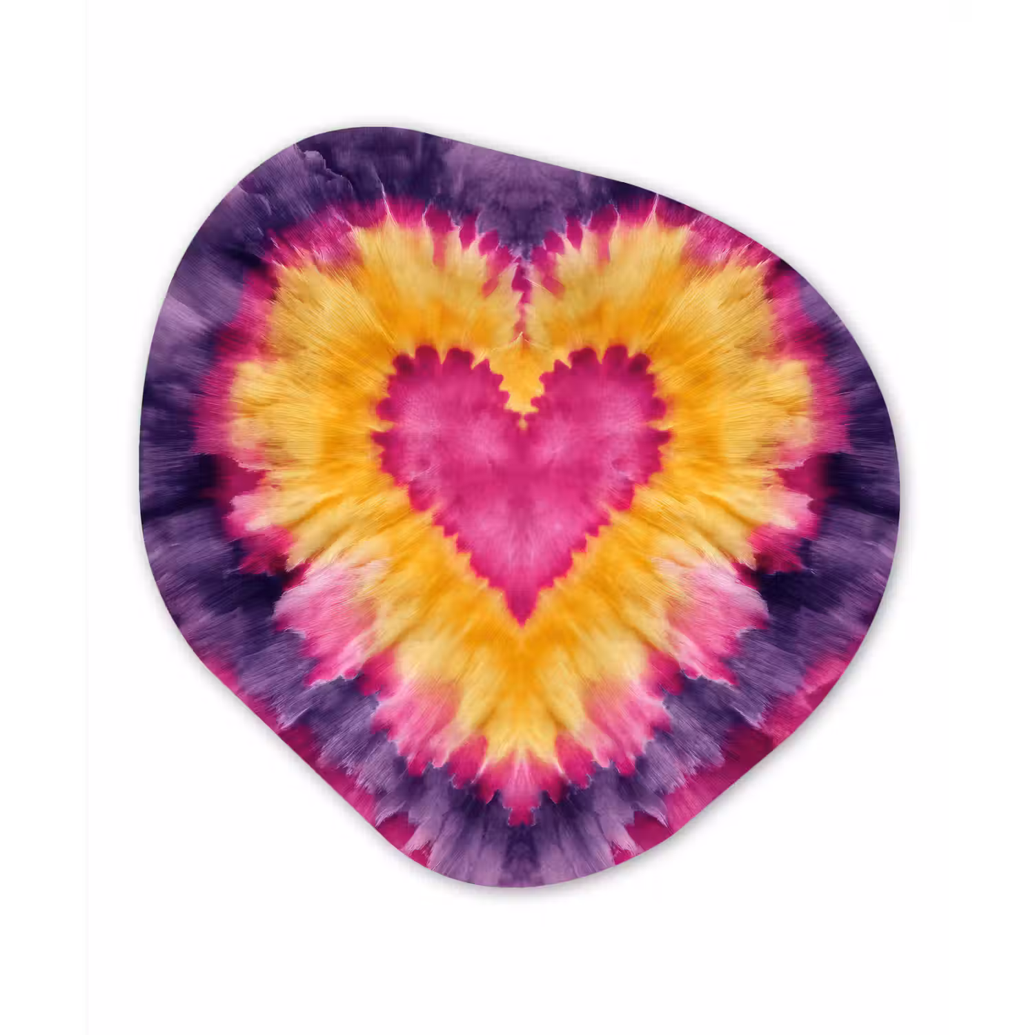 Tie dye - Hartvorm - Vlammen - Oranje Wandcirkel Organisch Forex 3mm klein -3d