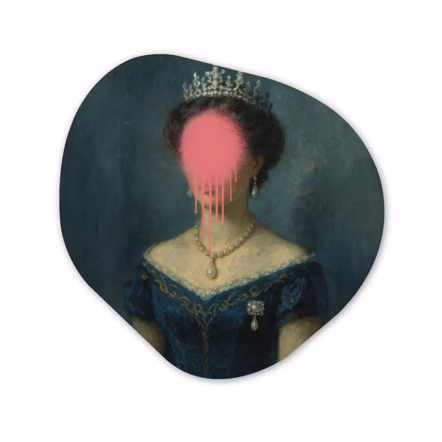 Kroon - Roze druipend verf - Portret Wandcirkel Organisch Forex 3mm klein -3d