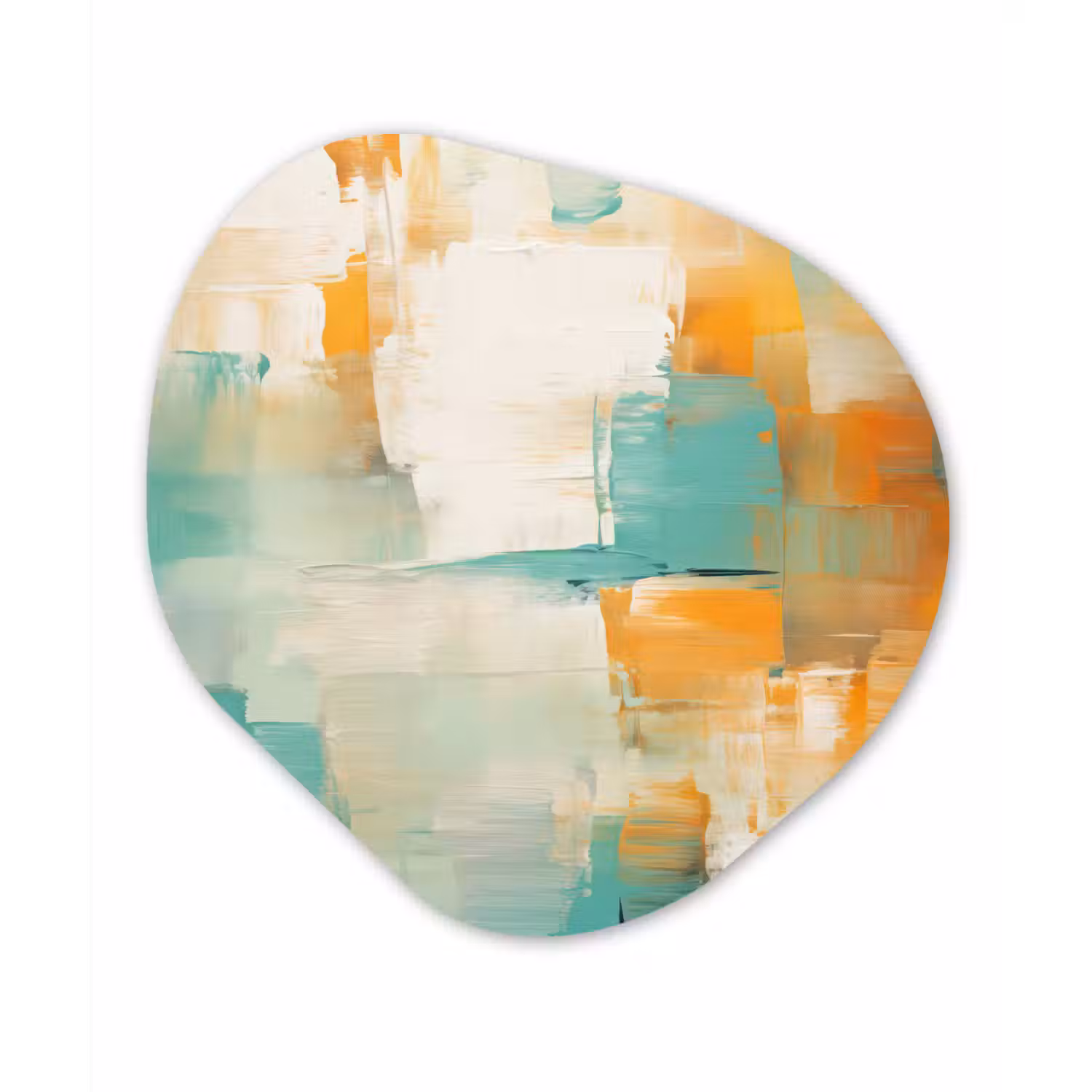 Kunst - Abstract - Blauw - Wit Wandcirkel Organisch Forex 3mm klein -3d