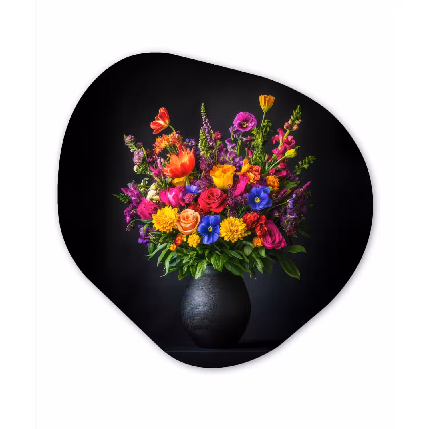 Felgekleurd - Bloemen - Vaas Wandcirkel Organisch Forex 3mm klein -3d
