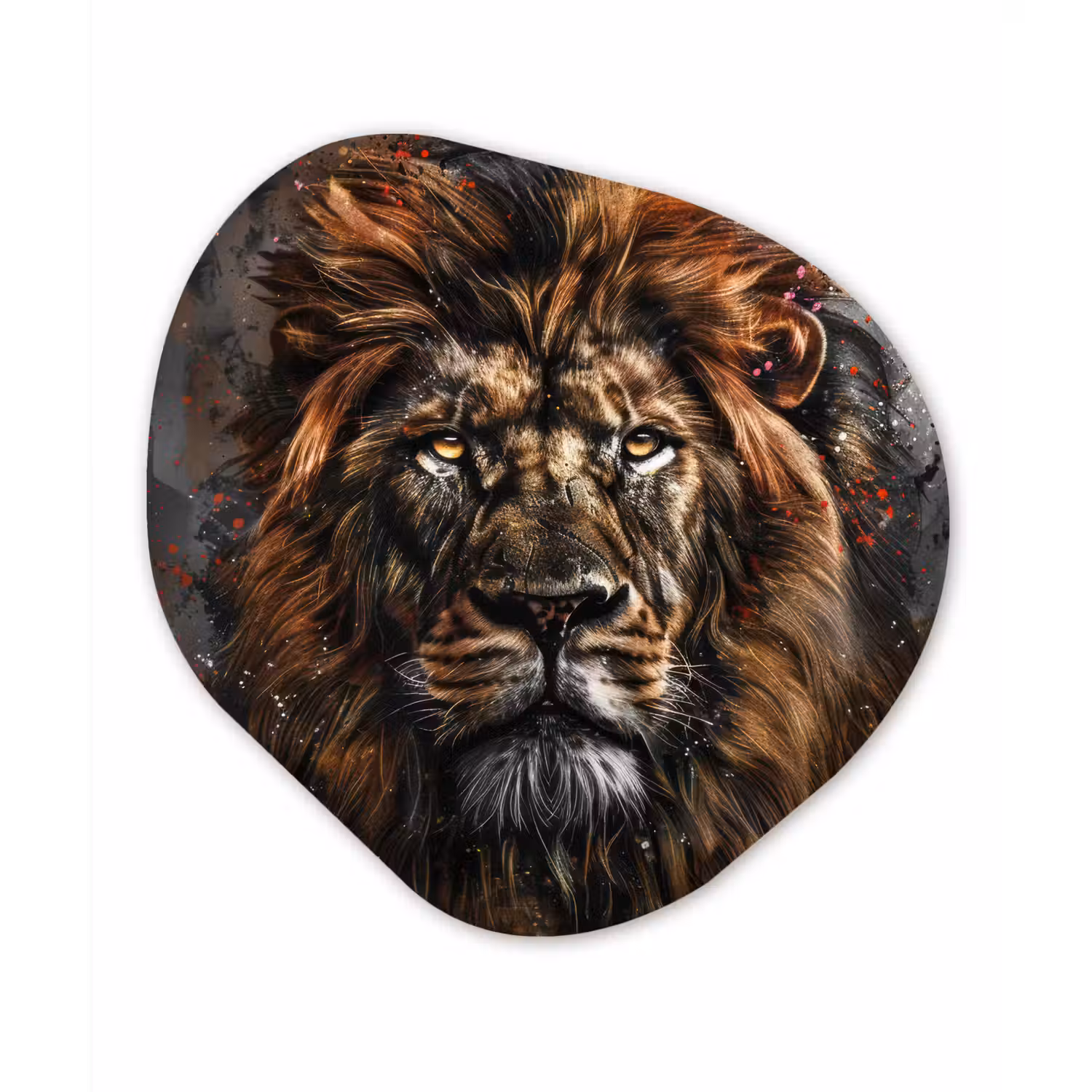 Leeuw - Dieren - Portret - Zwart - Luxe Wandcirkel Organisch Forex 3mm klein -3d
