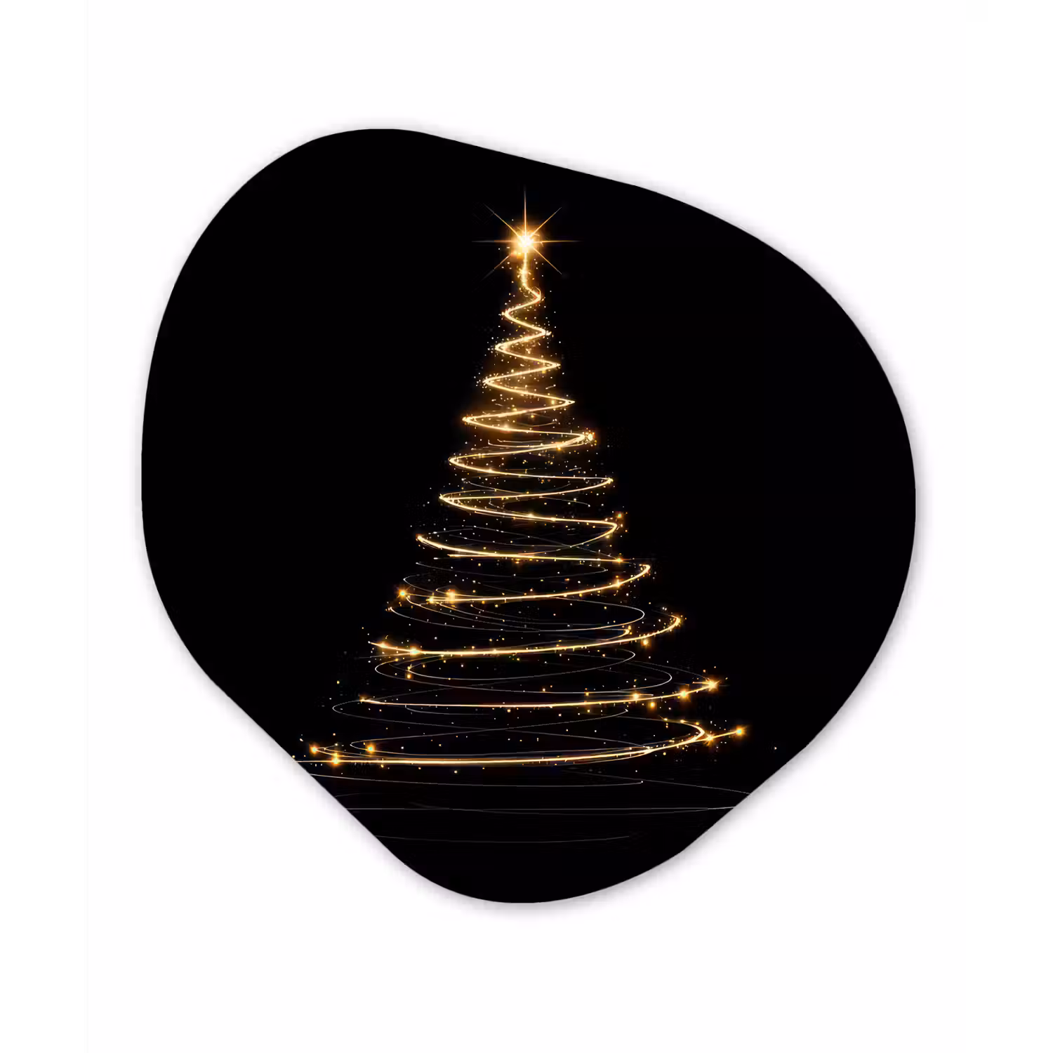 Magisch - Kerstboom - Lichtspiralen - Zwart Wandcirkel Organisch Forex 3mm klein -3d