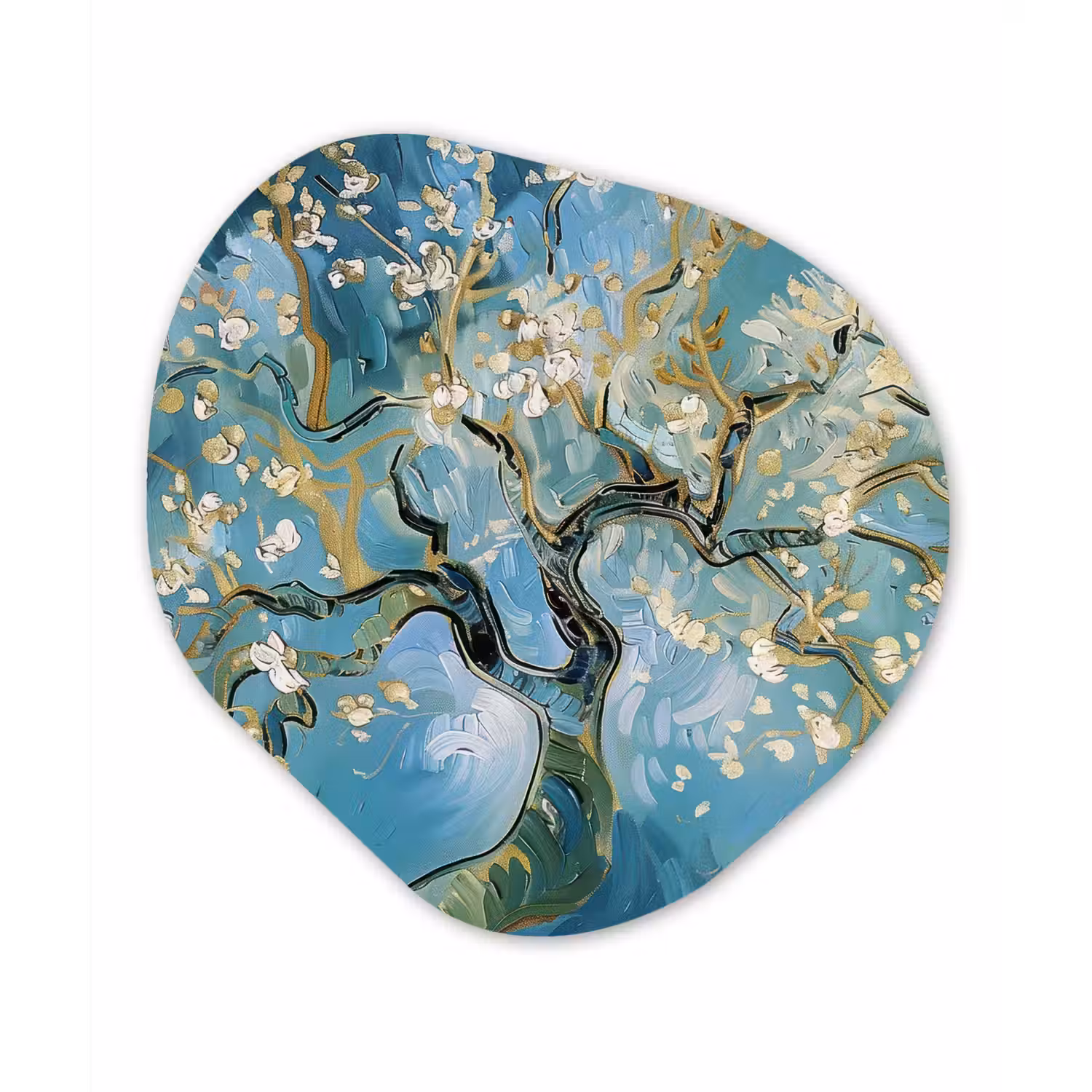 Amandelbloesem boom - Blauw - Abstract Wandcirkel Organisch Forex 3mm klein -3d