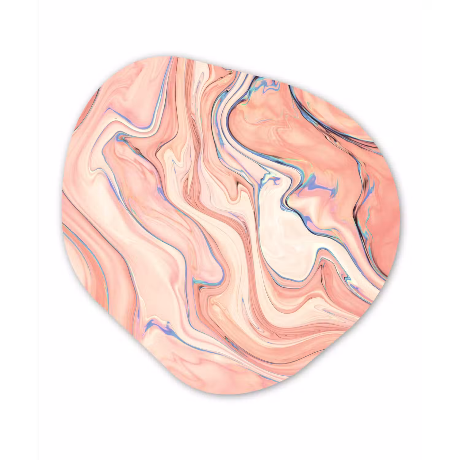 Marmer - Pastel - Roze - Blauw - Marmerlook - Abstract Wandcirkel Organisch Forex 3mm klein -3d