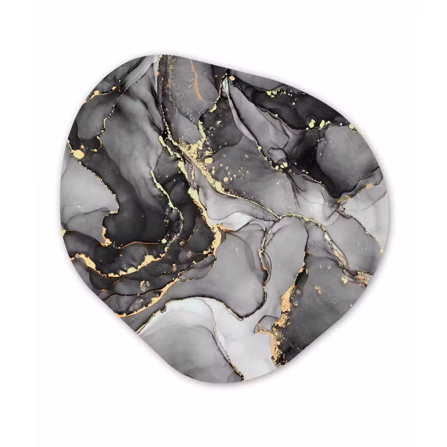 Marmer - Zwart - Goud - Grijs Wandcirkel Organisch Forex 3mm klein -3d