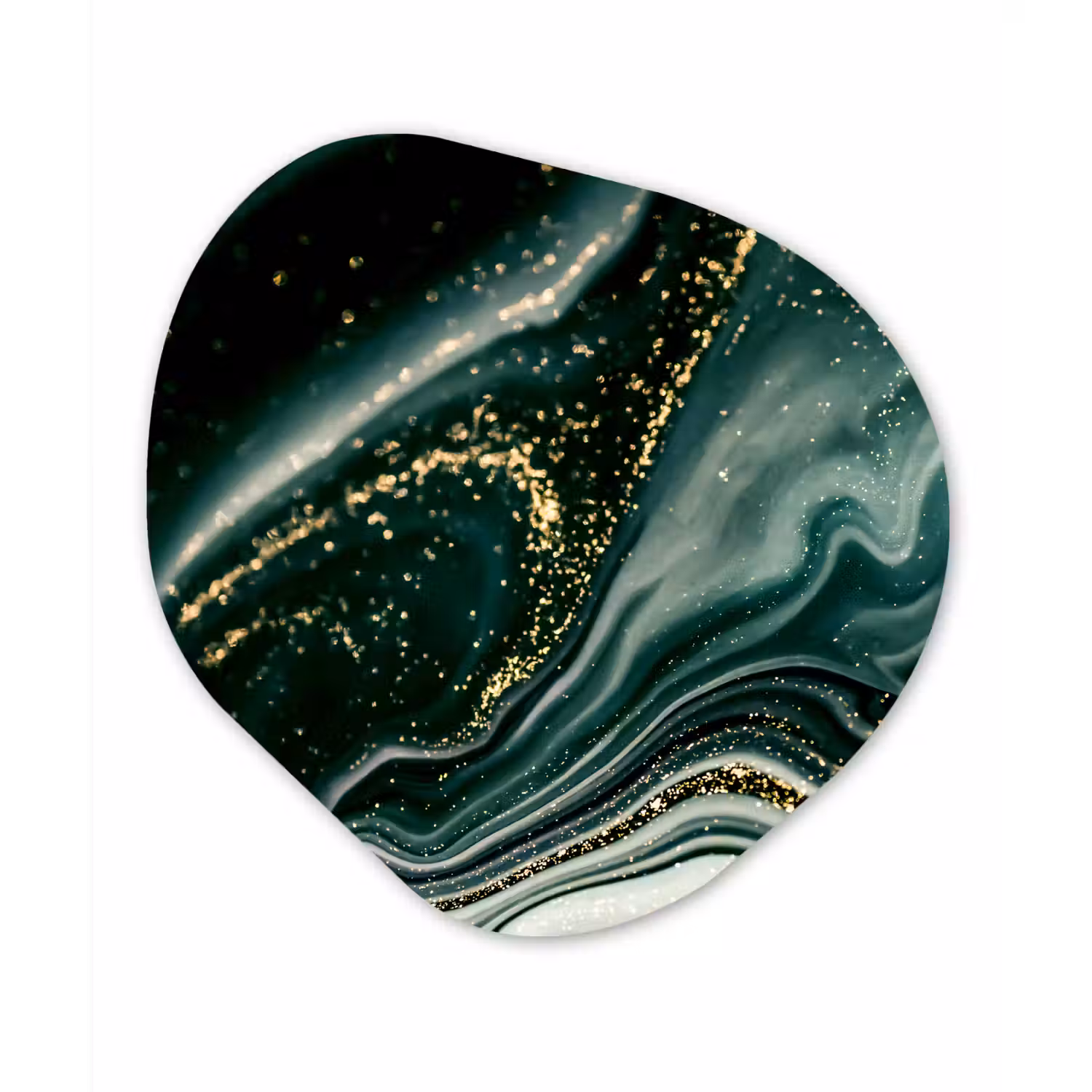 Marmerlook - Goud - Groen - Glitter - Design - Marmer Wandcirkel Organisch Forex 3mm klein -3d