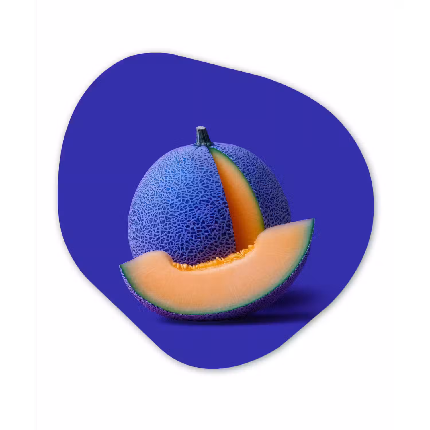 Meloen - Blauw - Oranje - Kunstzinnig Wandcirkel Organisch Forex 3mm klein -3d