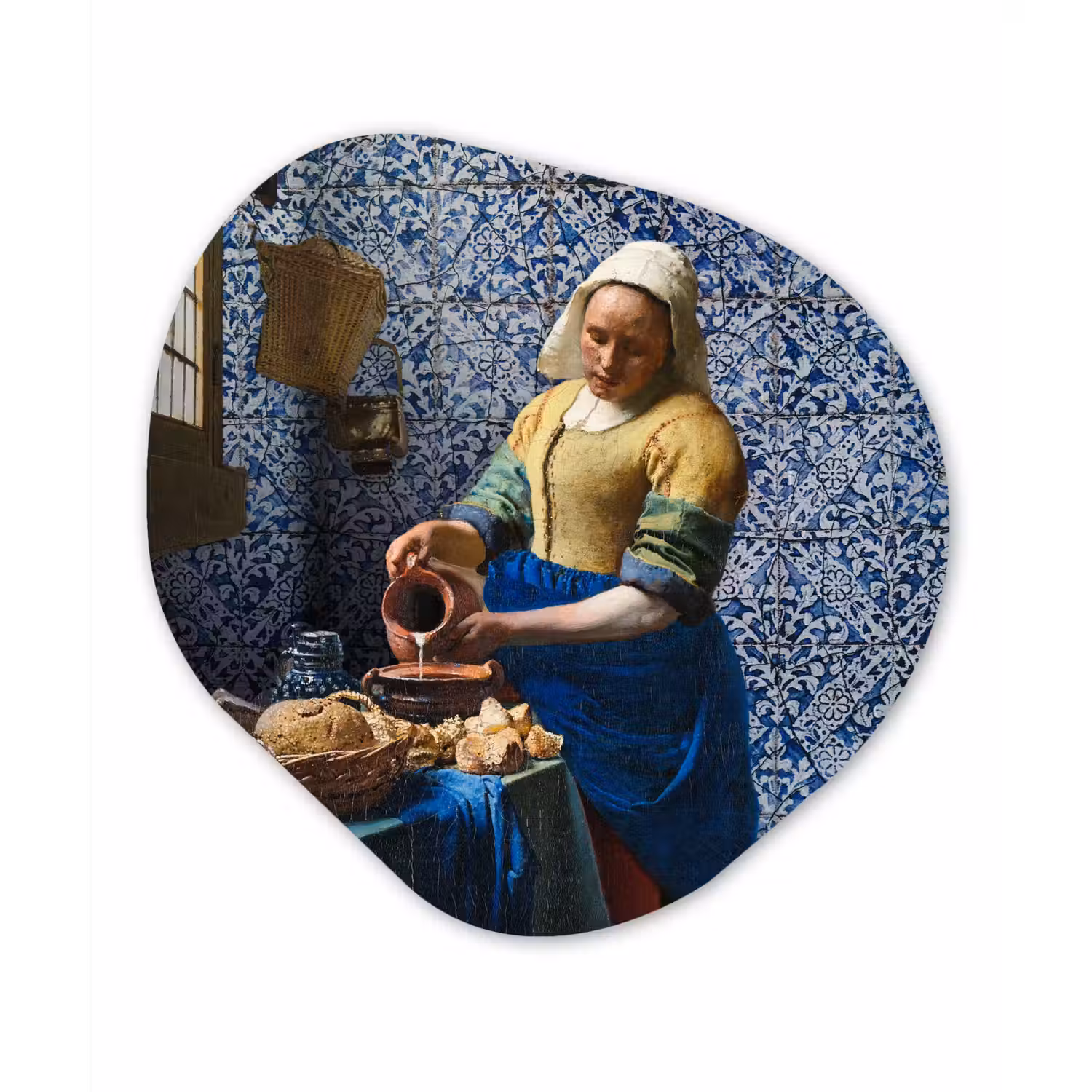 Melkmeisje - Delfts Blauw - Vermeer - Schilderij - Oude meesters Wandcirkel Organisch Forex 3mm klein -3d