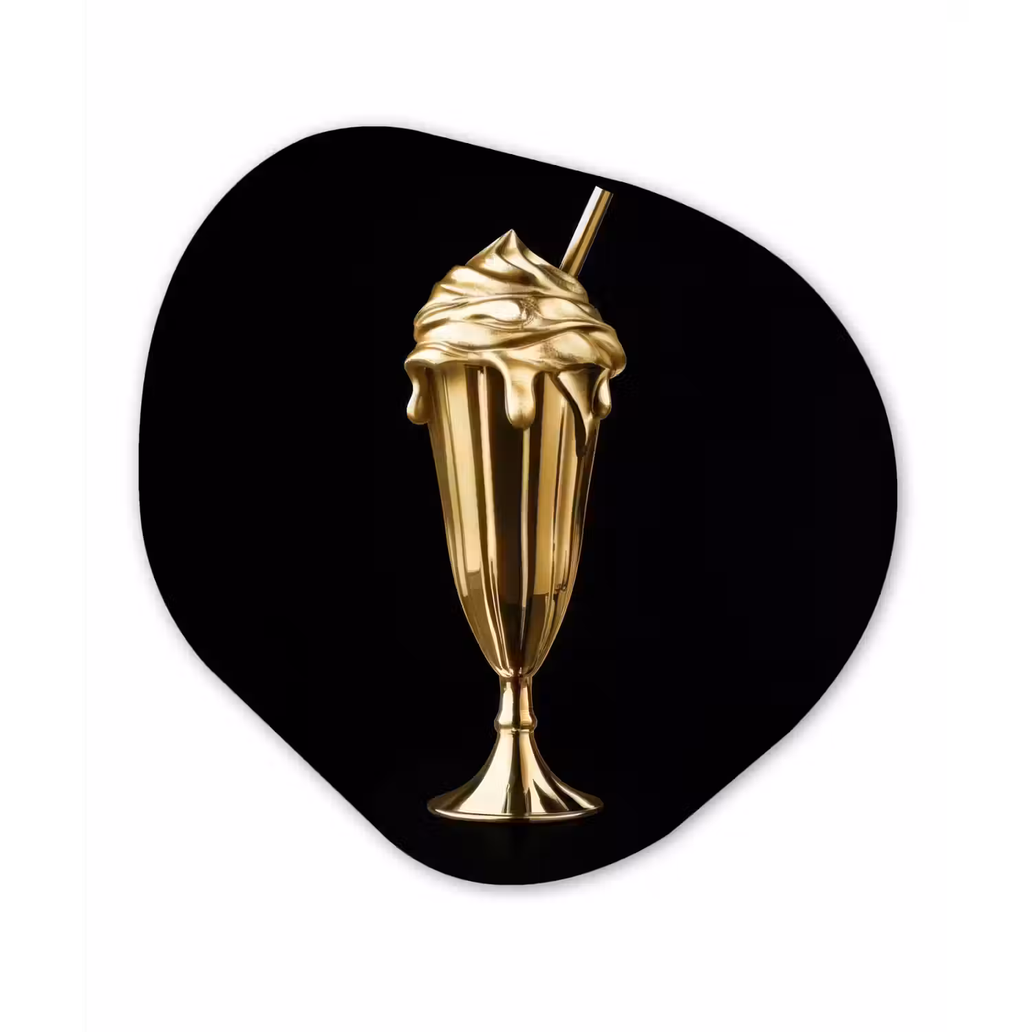 Milkshake - Goud - Drinken - Zwart Wandcirkel Organisch Forex 3mm klein -3d