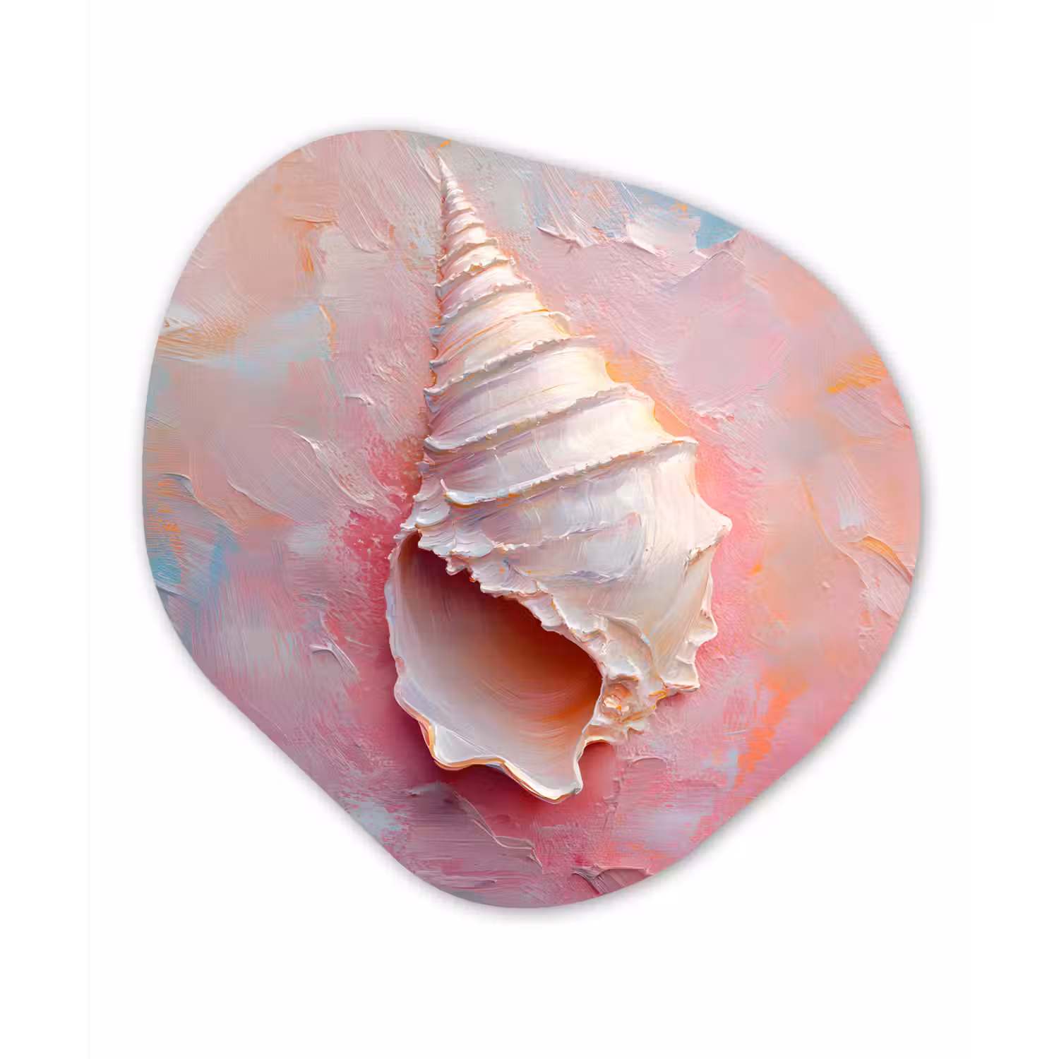 Schelp - Pastel - Pink Wandcirkel Organisch Forex 3mm klein -3d