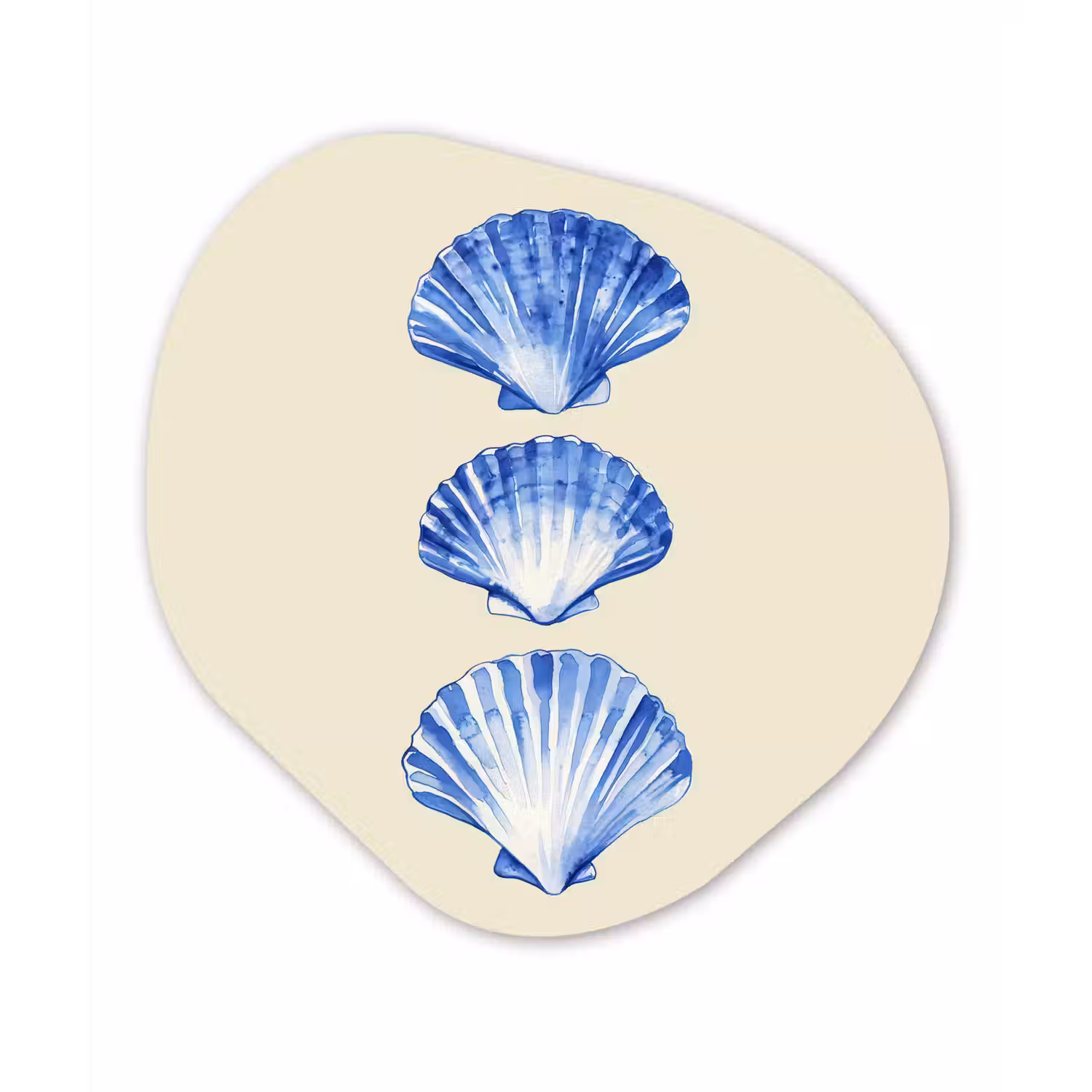 Schelpen - Blauw - Beige Wandcirkel Organisch Forex 3mm klein -3d
