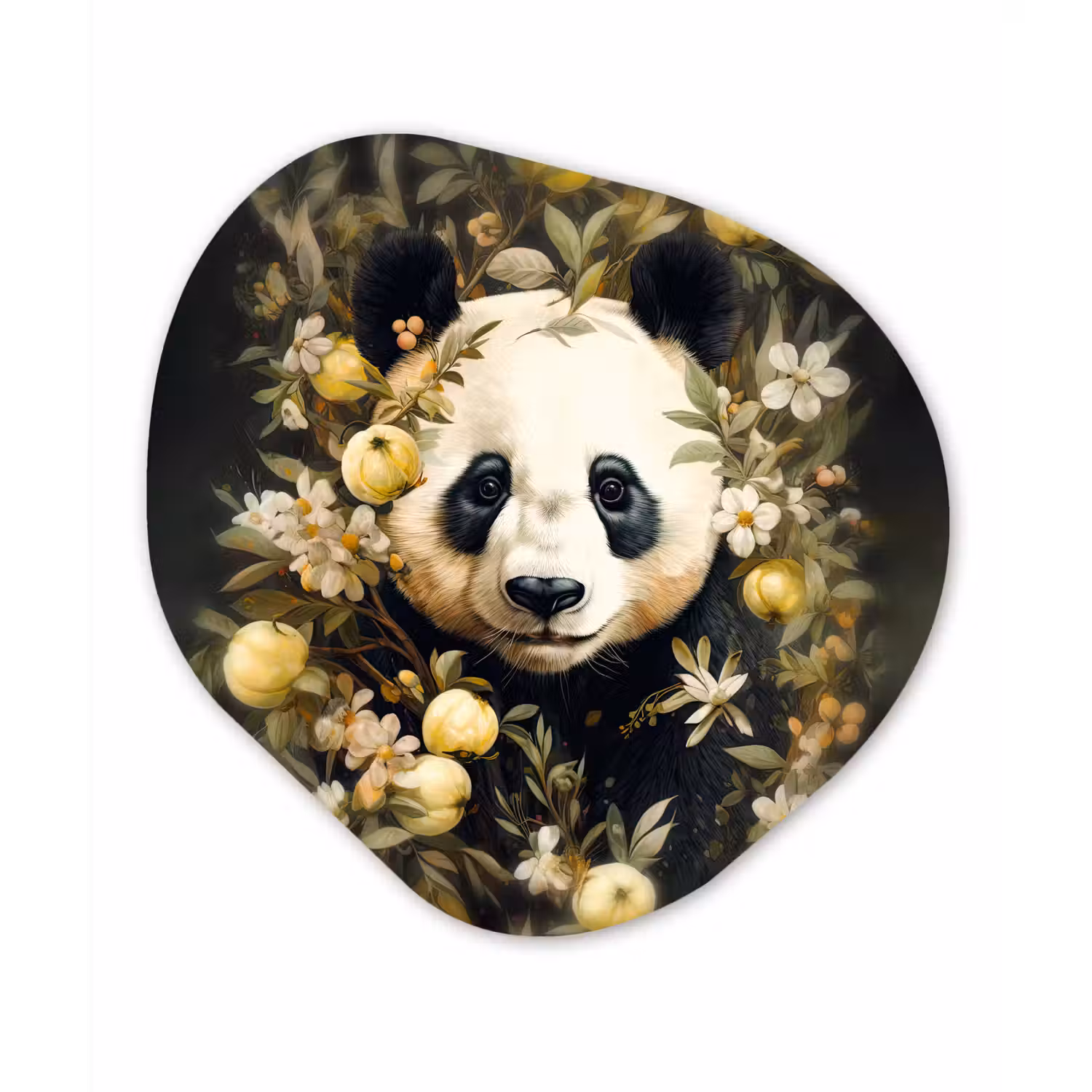 Panda - Pandabeer - Wilde dieren - Natuur - Bloemen Wandcirkel Organisch Forex 3mm klein -3d