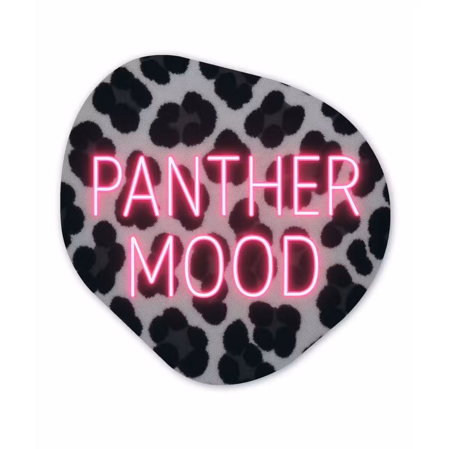 Panterprint - Zwart - Neonletters - Roze Wandcirkel Organisch Forex 3mm klein -3d