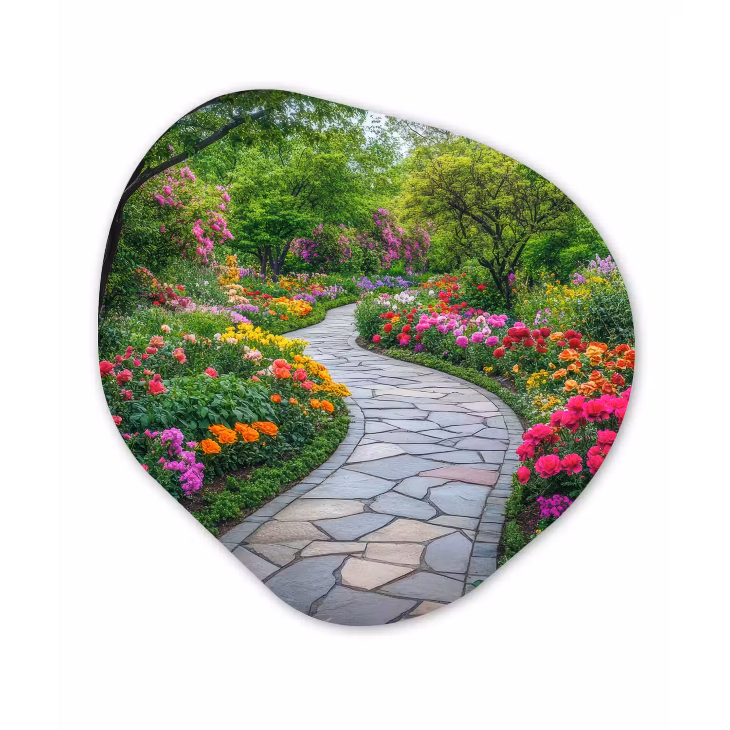 Park - Bloemen - Tuin Wandcirkel Organisch Forex 3mm klein -3d