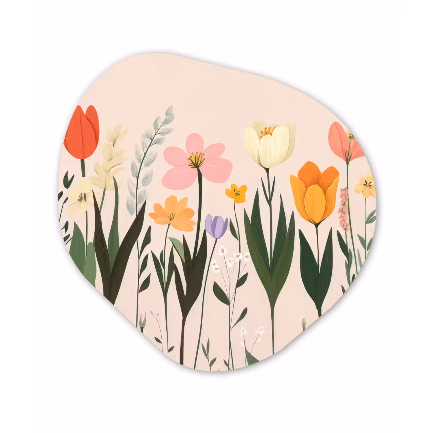 Pasteltinten - Bloemen - Illustratie Wandcirkel Organisch Forex 3mm klein -3d