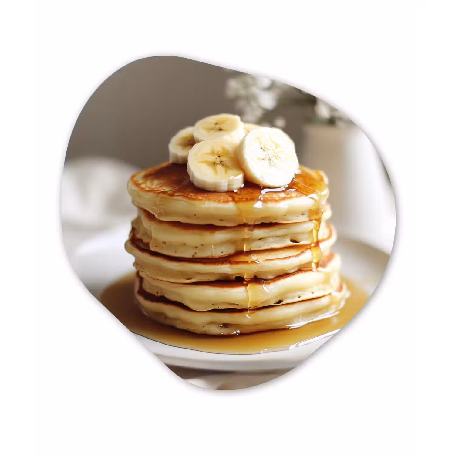 Pannenkoeken - Banaan - Siroop - Wit - Beige Wandcirkel Organisch Forex 3mm klein -3d