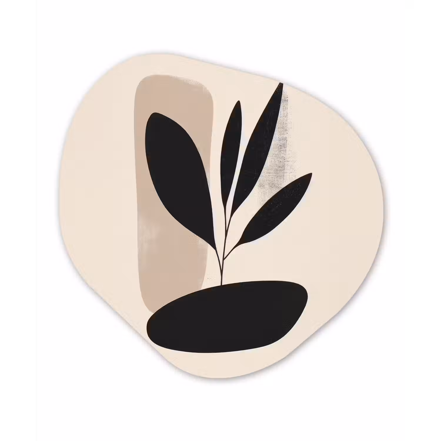 Plant - Beige - Japandi Wandcirkel Organisch Forex 3mm klein -3d