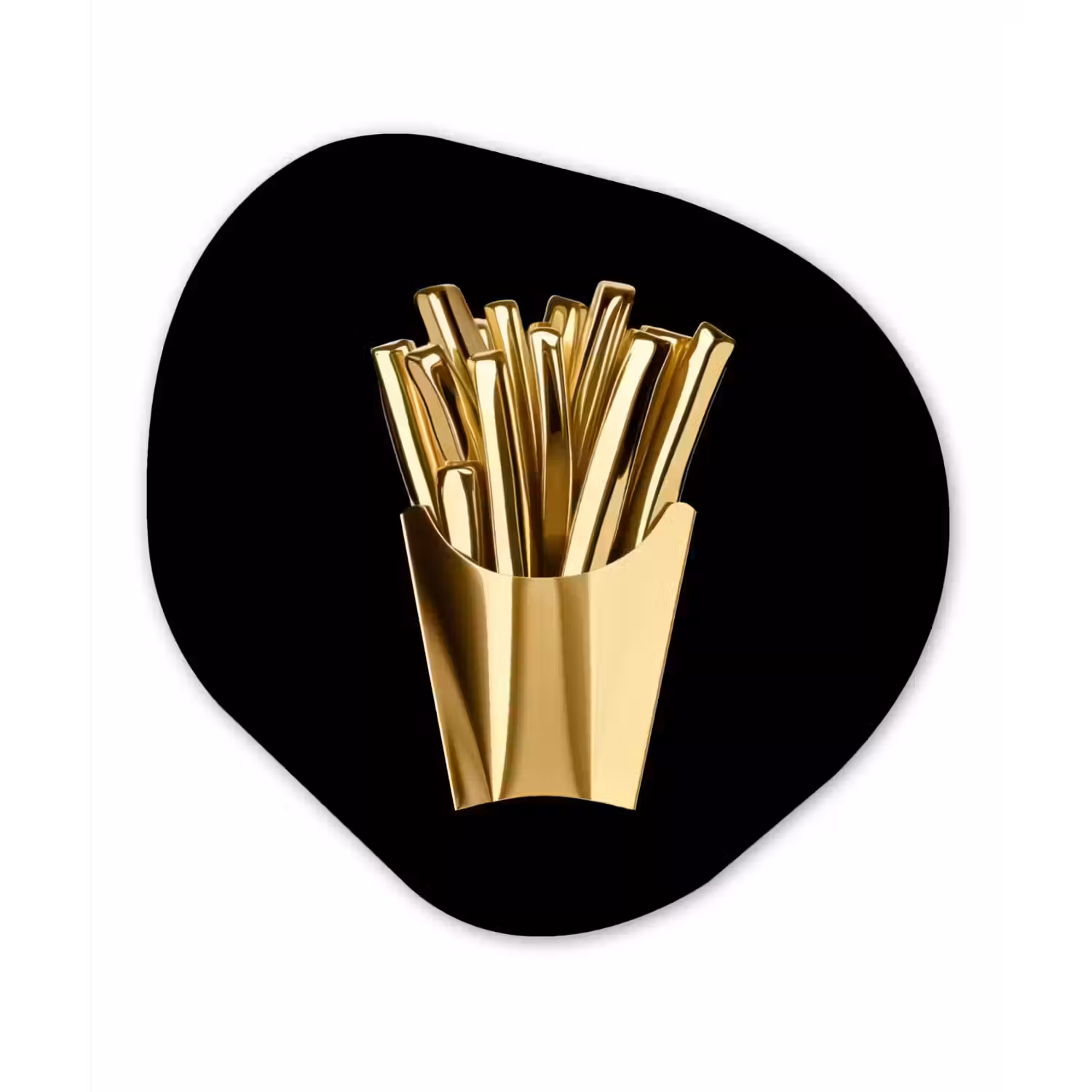 Friet - Goud - Chrome - Eten Wandcirkel Organisch Forex 3mm klein -3d