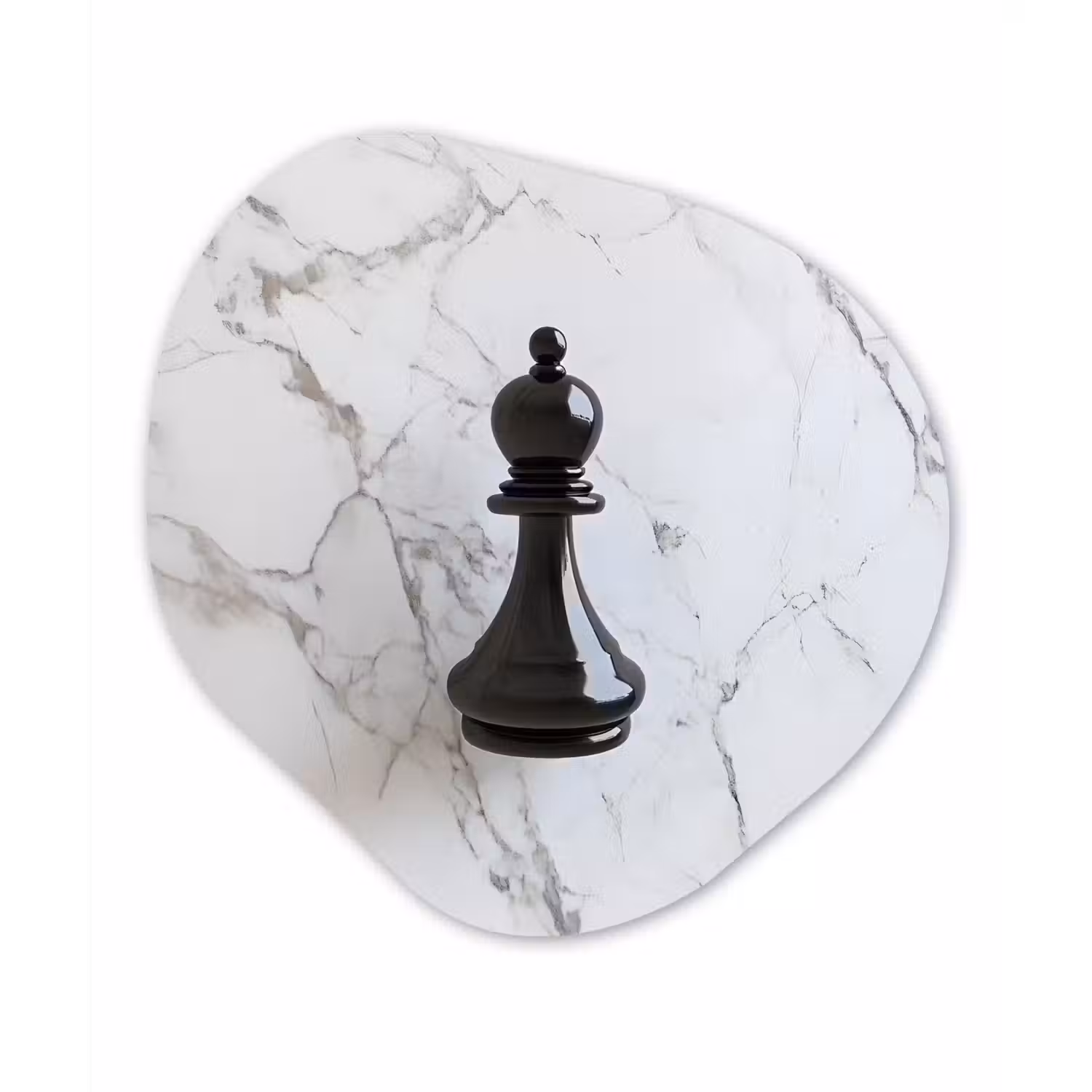 Schaakstuk - Loper - Zwart - Marmer Wandcirkel Organisch Forex 3mm klein -3d
