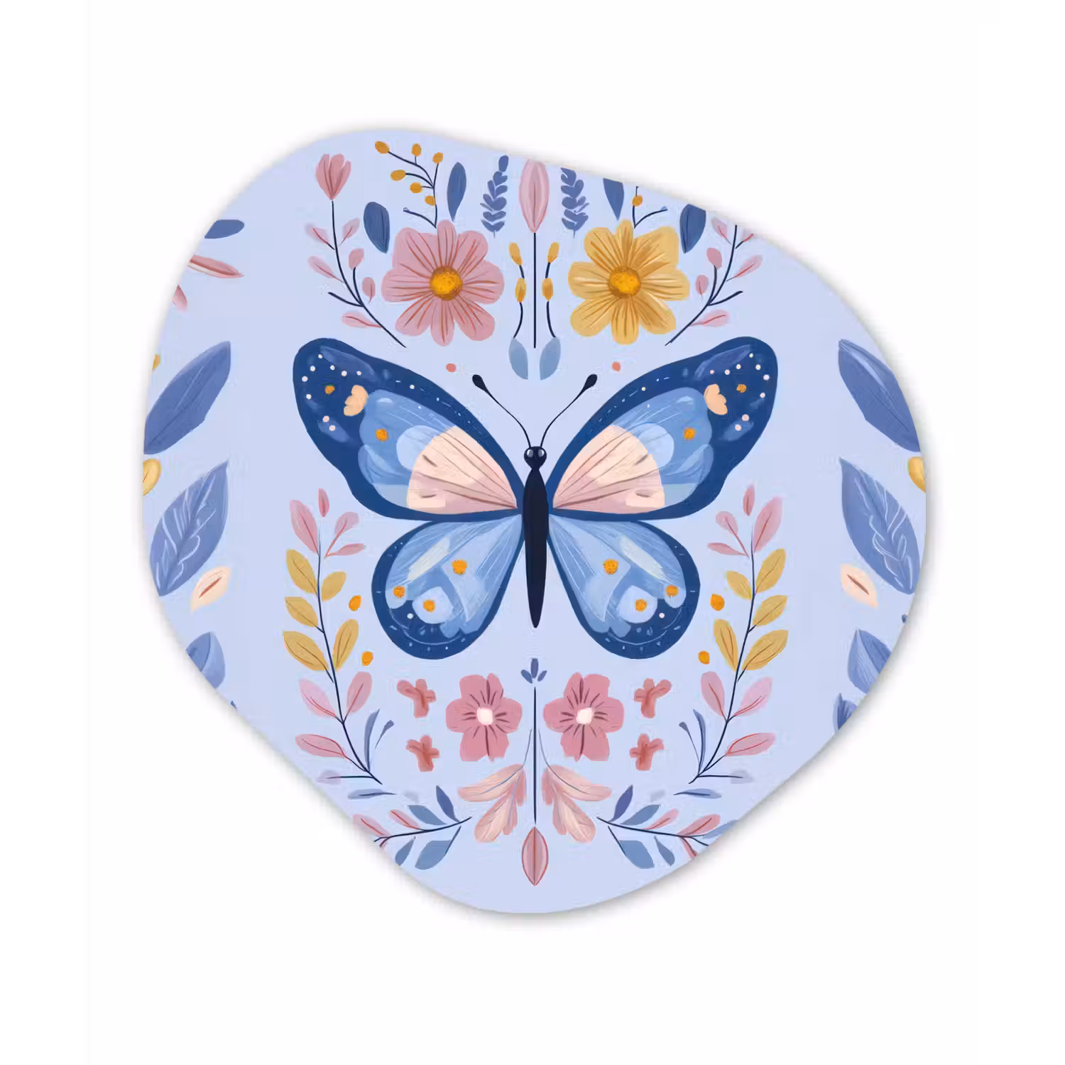 Vlinder - Lichtblauw - Sierlijk - Bloemen Wandcirkel Organisch Forex 3mm klein -3d
