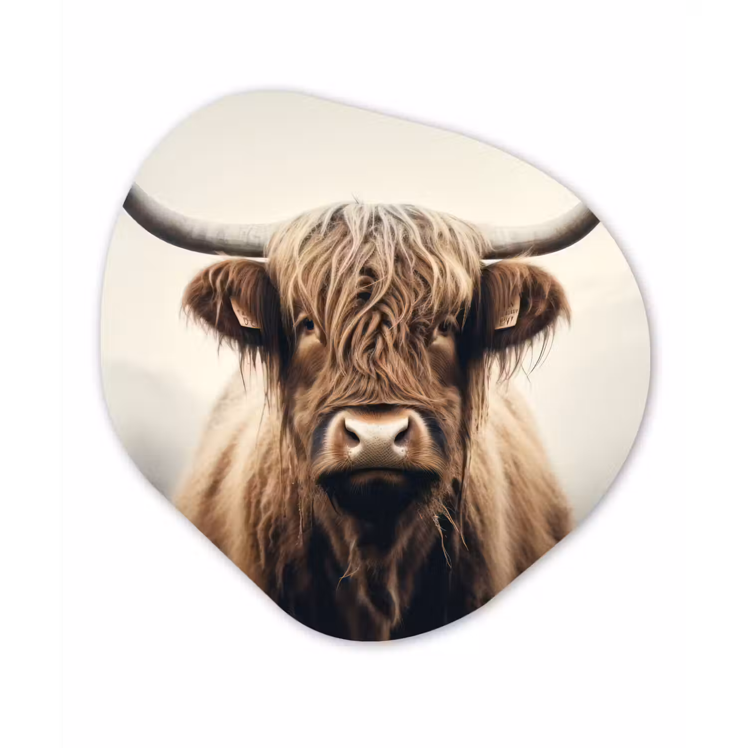 Schotse hooglander - Hoorns - Landschap Wandcirkel Organisch Forex 3mm klein -3d