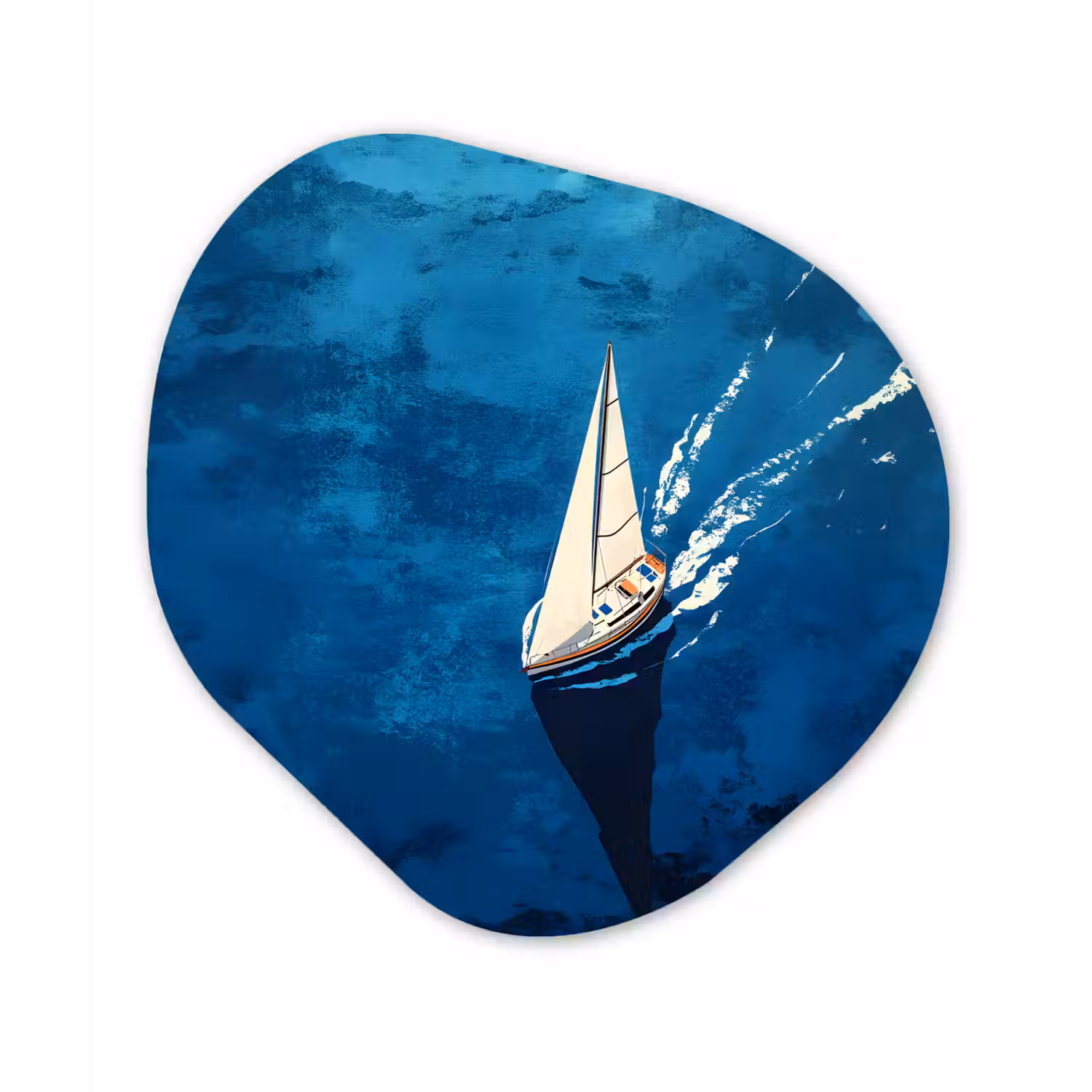 Zeilboot - Water - Abstract - Schaduw Wandcirkel Organisch Forex 3mm klein -3d