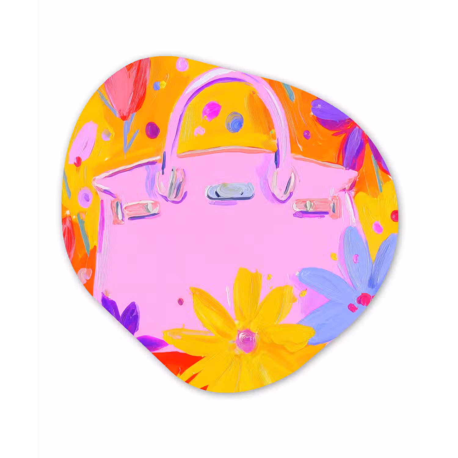 Tas - Roze - Bloemen Wandcirkel Organisch Forex 3mm klein -3d